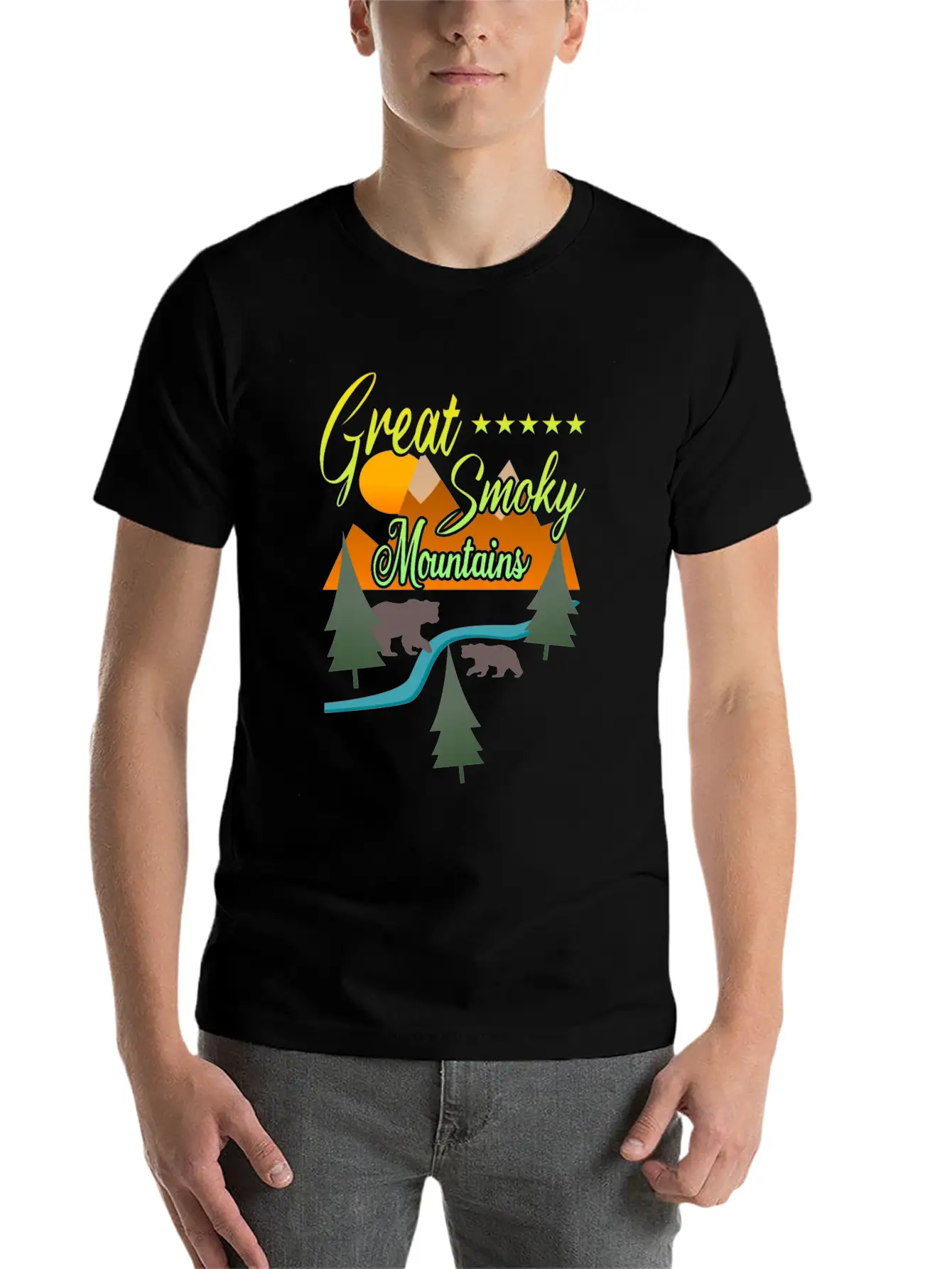 Great Smoky Mountains Bears Breathable Soft Cotton T-Shirt – Timeless Casual Look
