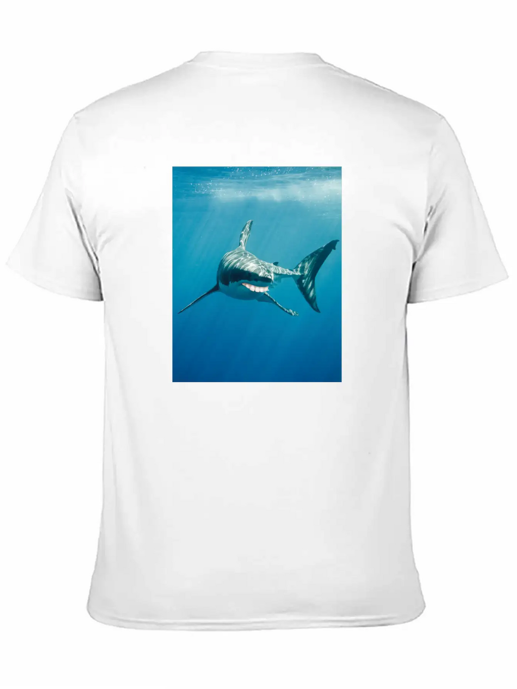 Great White Shark With Human Graphicth Design Classic Fit Graphic Tee For Daily Comfort – Unisex Cotton Shirt