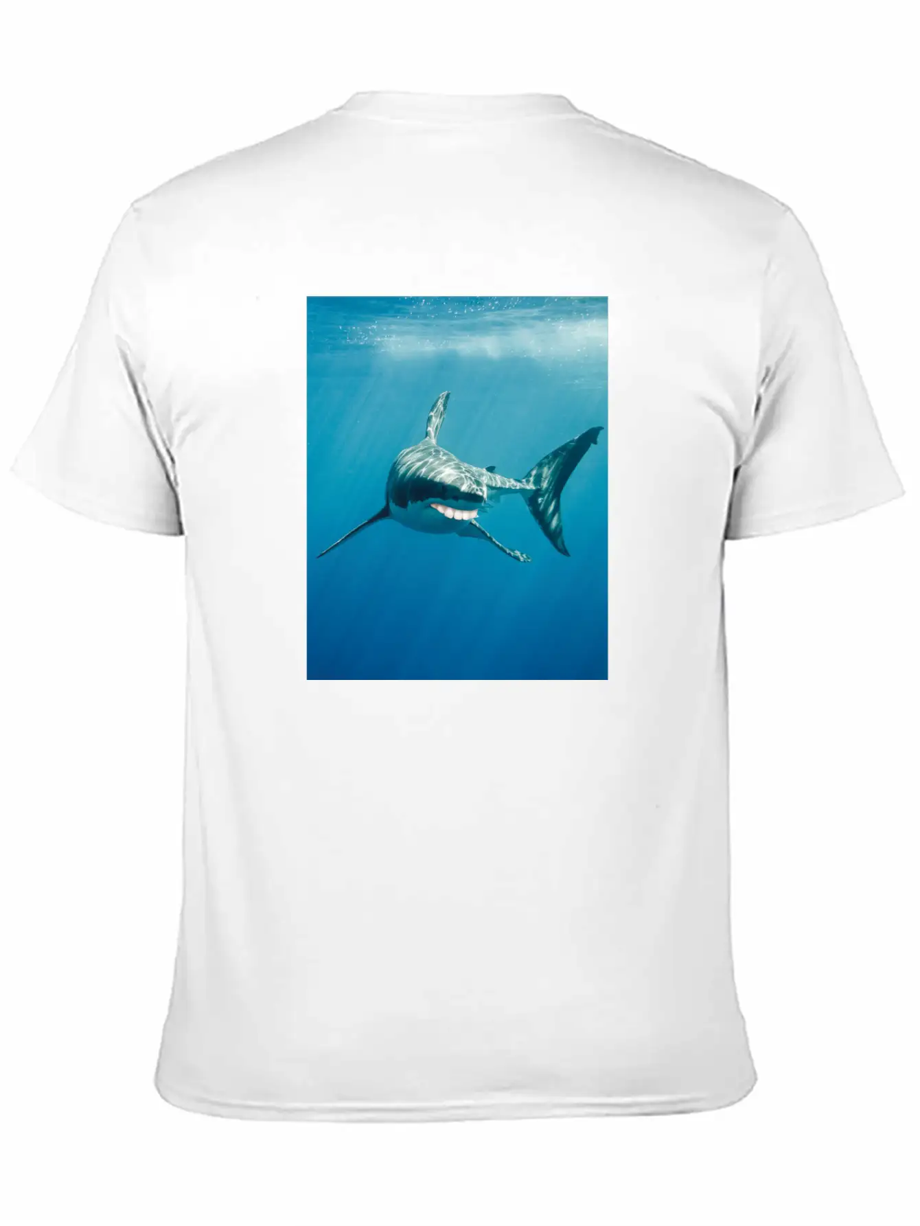 Great White Shark With Human Graphicth Design Classic Fit Graphic Tee For Daily Comfort – Unisex Cotton Shirt