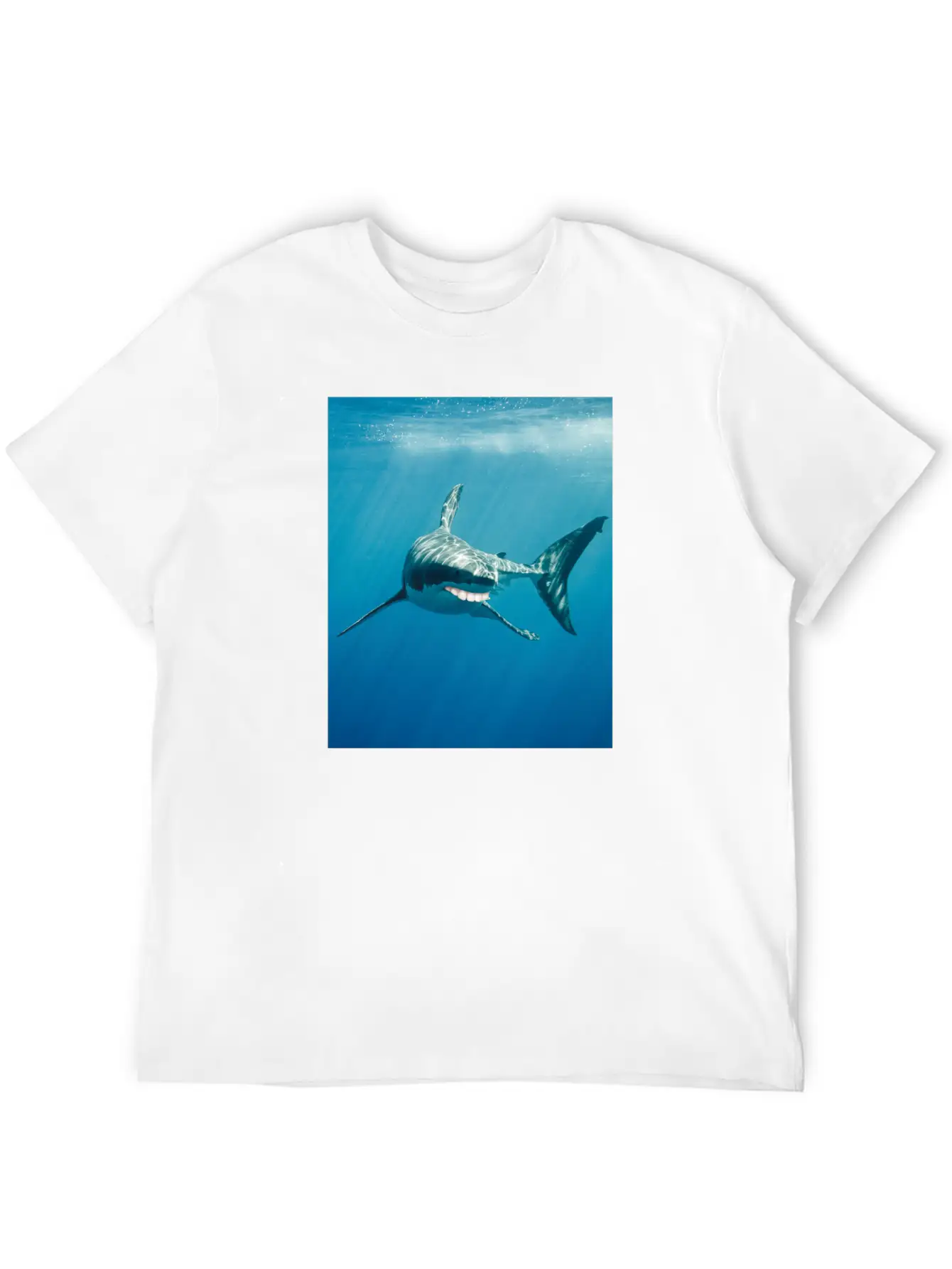 Great White Shark With Human Graphicth Design Classic Fit Graphic Tee For Daily Comfort – Unisex Cotton Shirt