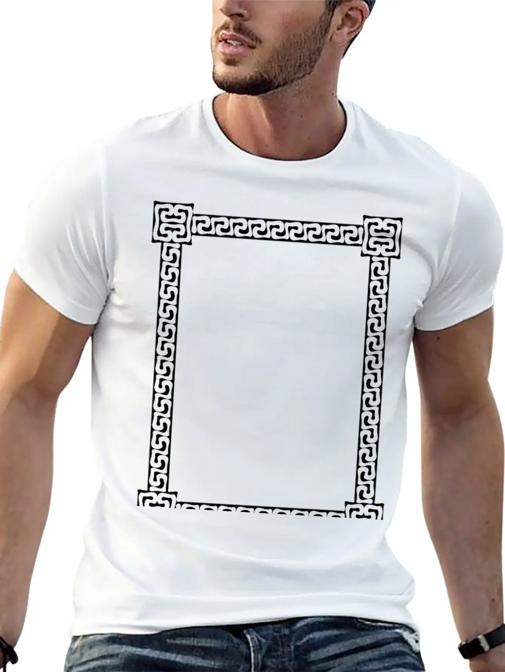 Greek Key Frame 6 Unisex Short Sleeve Soft Cotton T-Shirt – Casual Everyday Wear