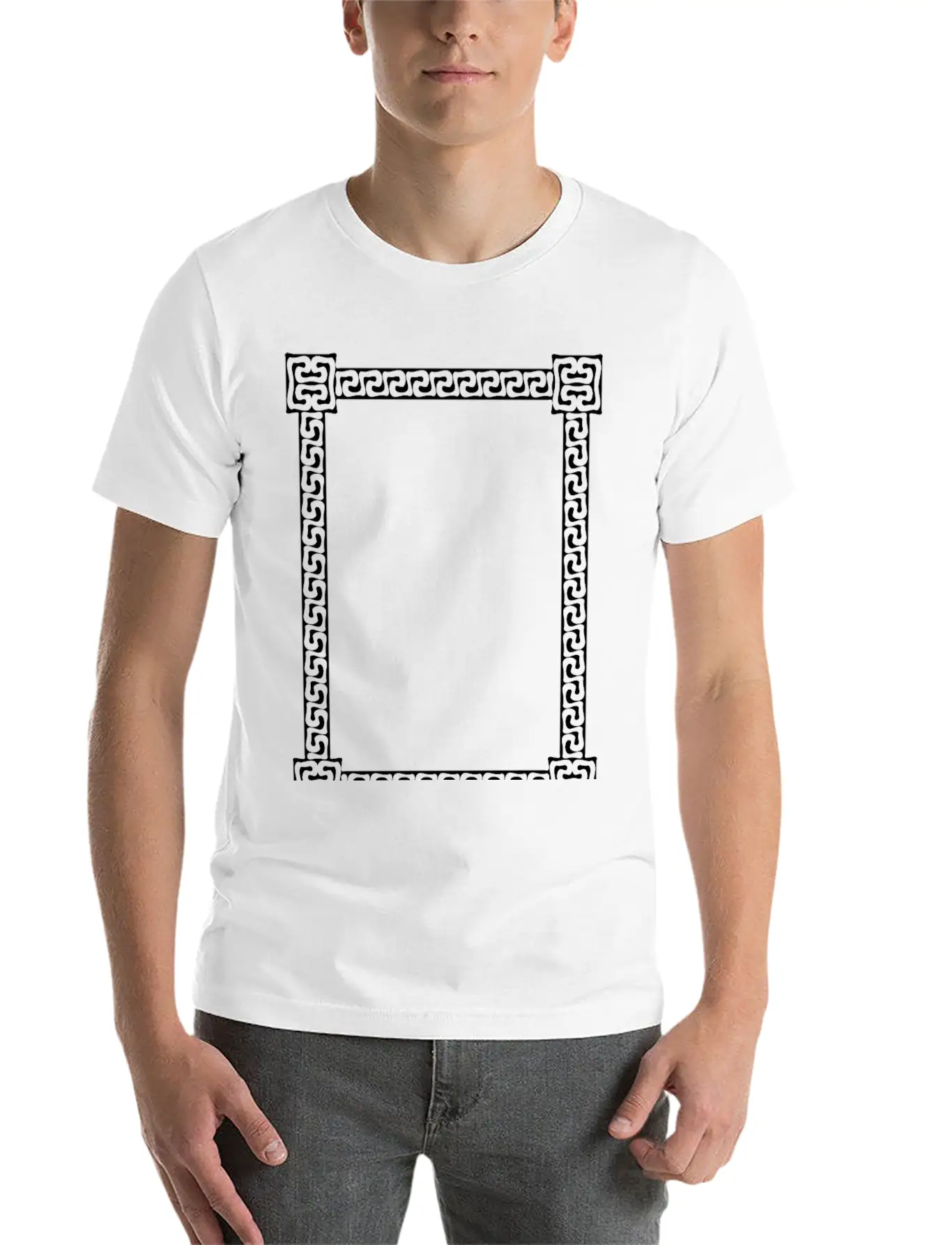 Greek Key Frame 6 Unisex Short Sleeve Soft Cotton T-Shirt – Casual Everyday Wear