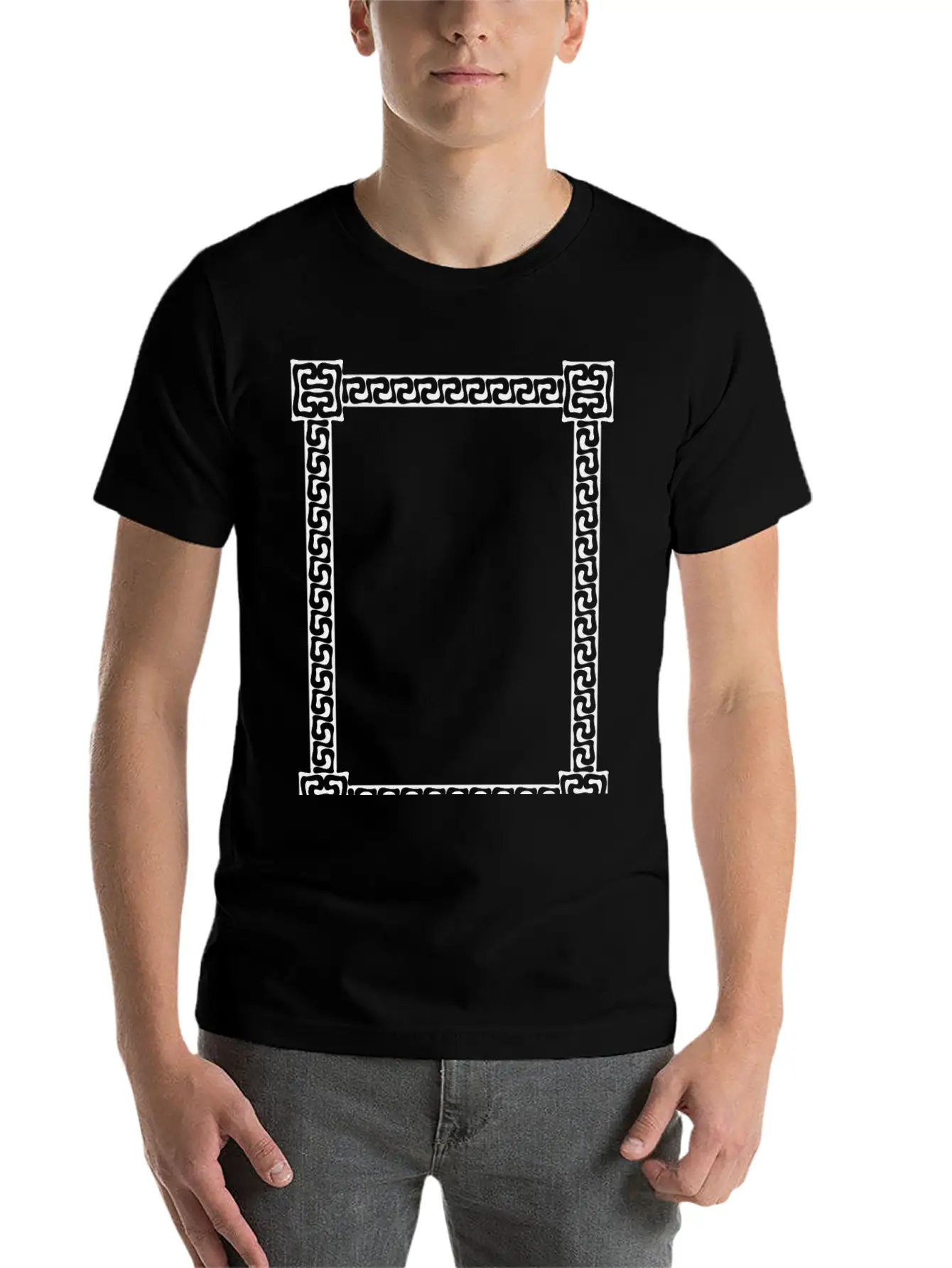 Greek Key Frame 6 Unisex Short Sleeve Soft Cotton T-Shirt – Casual Everyday Wear