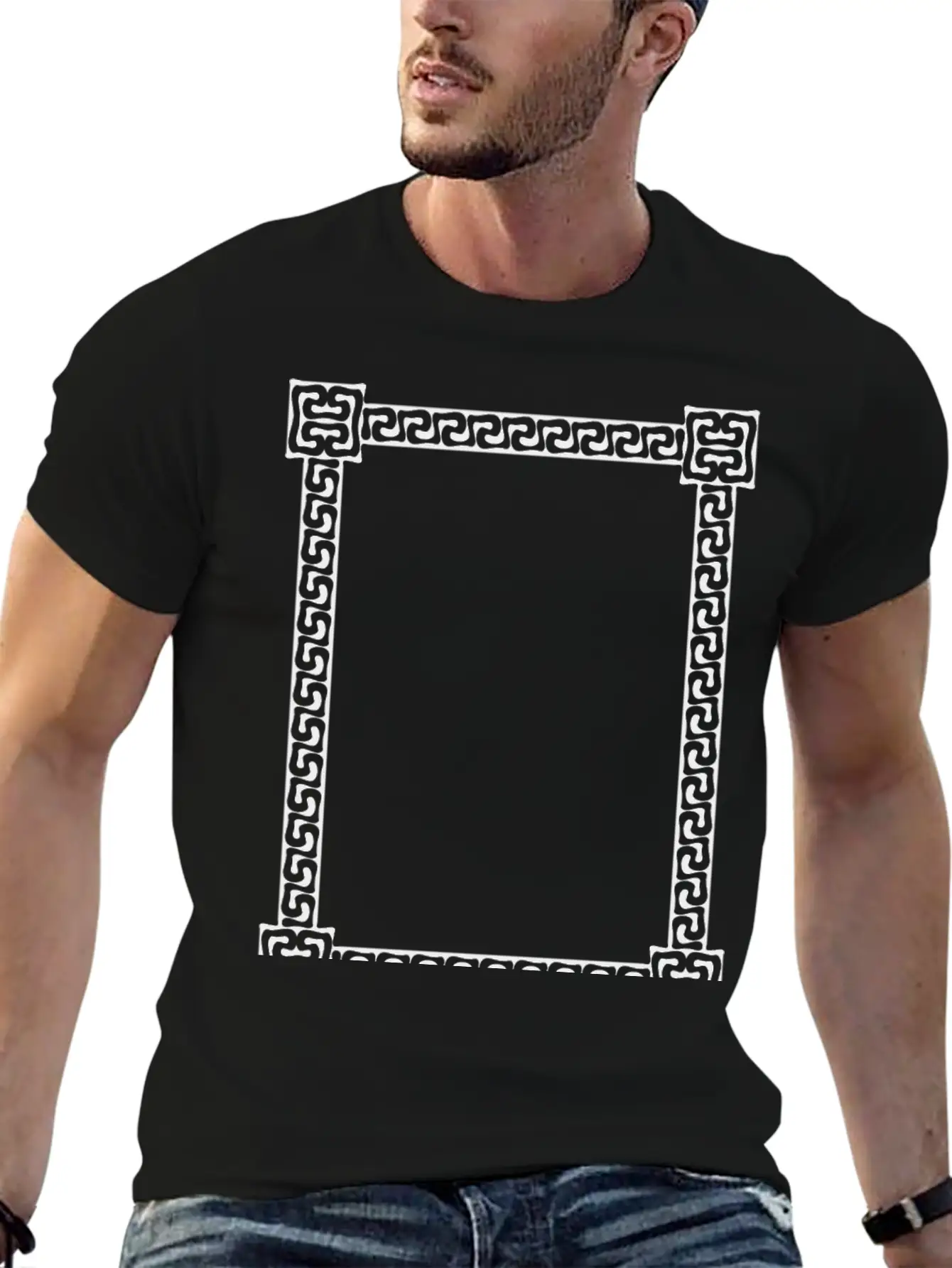 Greek Key Frame 6 Unisex Short Sleeve Soft Cotton T-Shirt – Casual Everyday Wear
