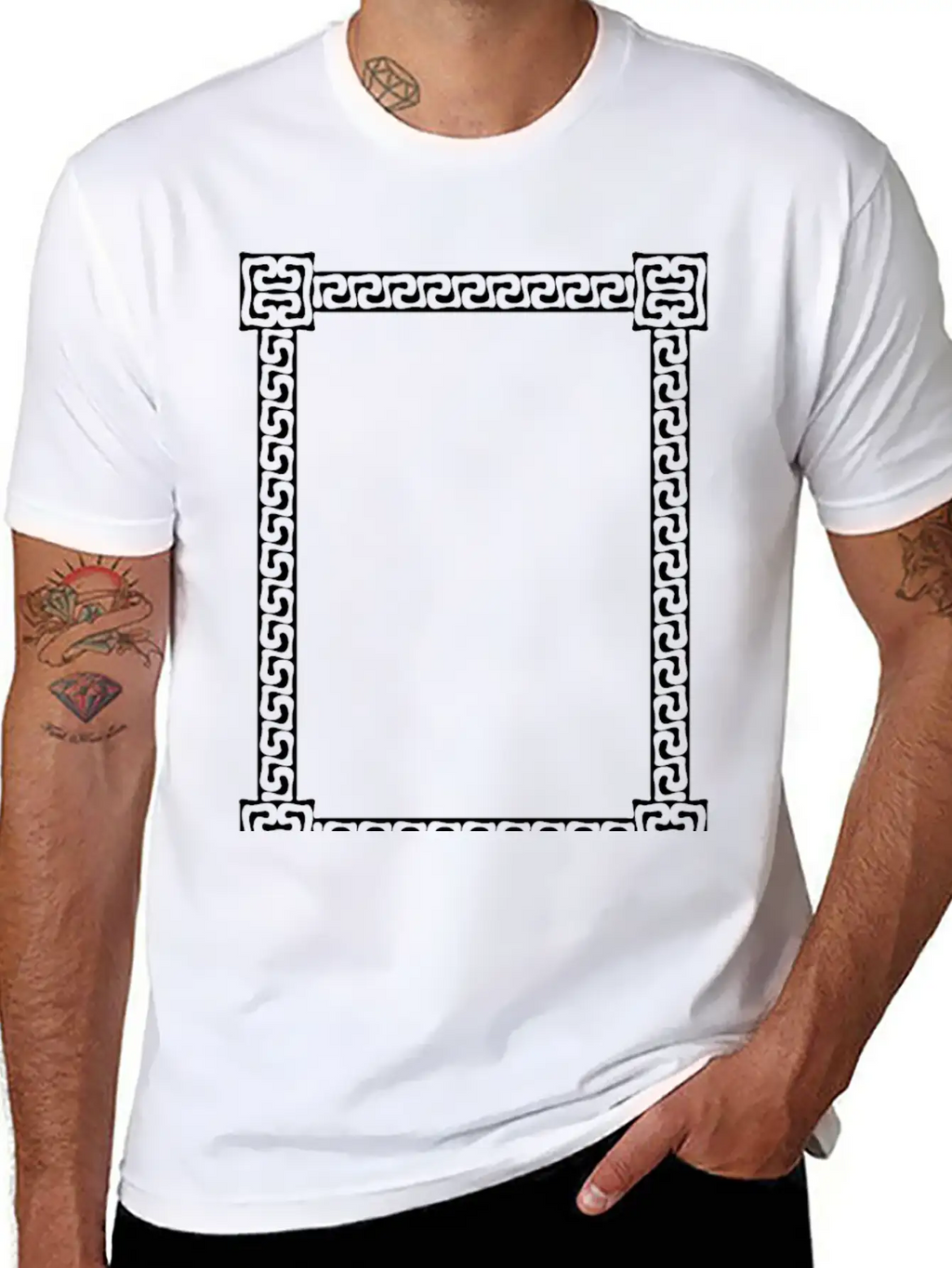 Greek Key Frame 6 Unisex Short Sleeve Soft Cotton T-Shirt – Casual Everyday Wear