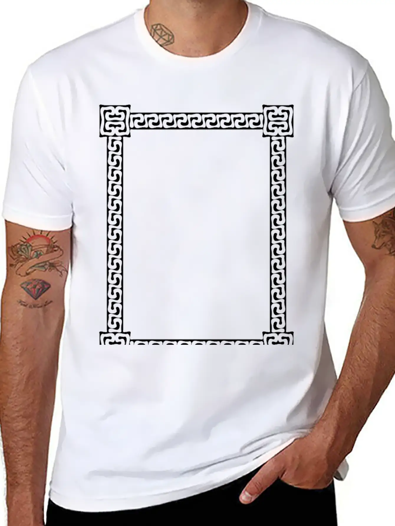 Greek Key Frame 6 Unisex Short Sleeve Soft Cotton T-Shirt – Casual Everyday Wear