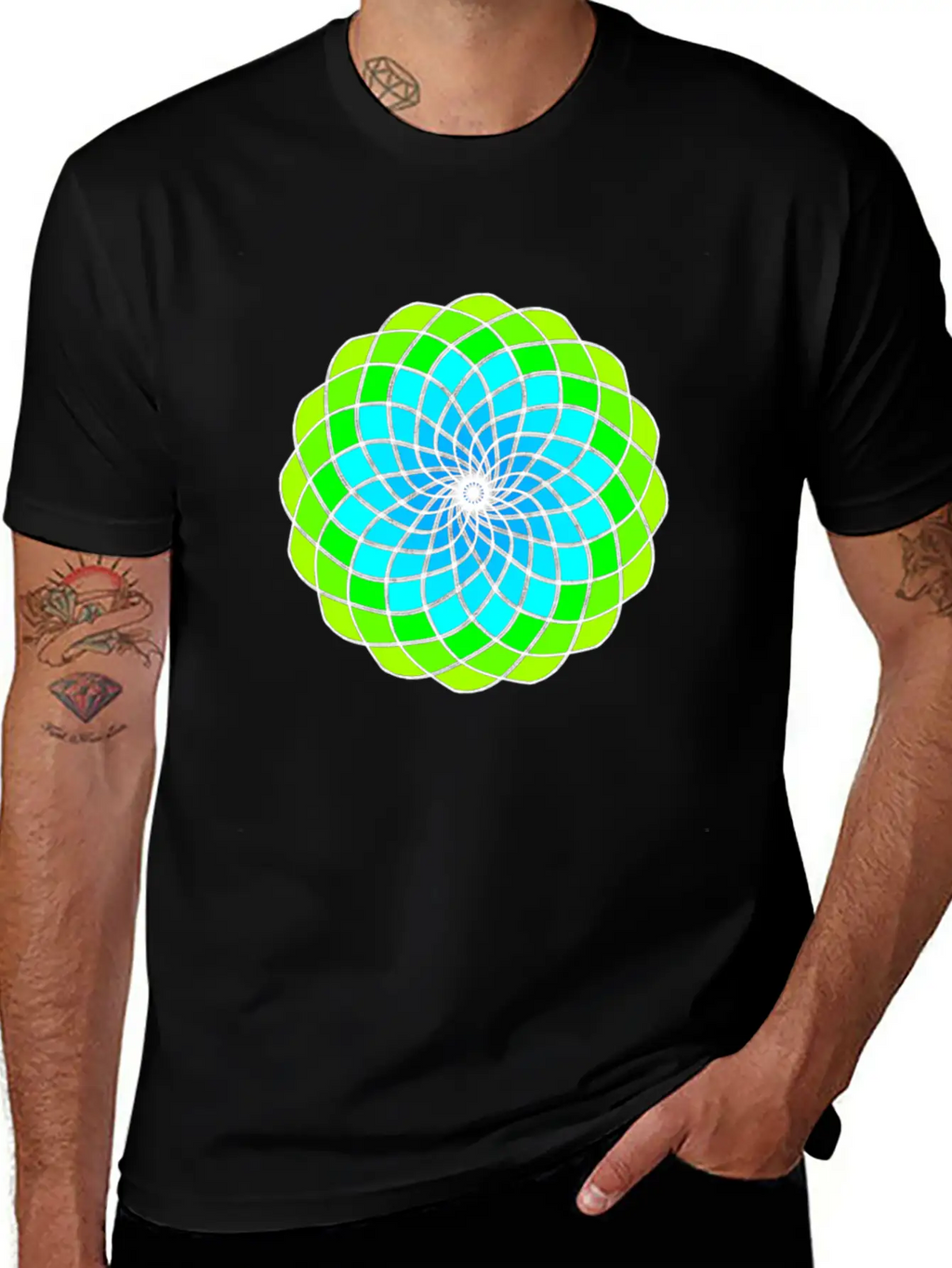 Green And Blue Mandala Unisex Casual T-Shirt – Clean Design For Daily Comfort