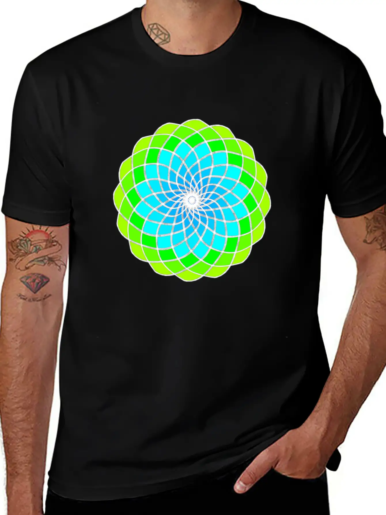 Green And Blue Mandala Unisex Casual T-Shirt – Clean Design For Daily Comfort