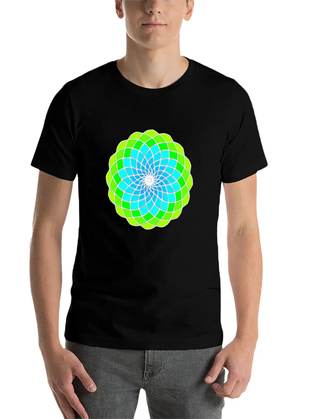 Green And Blue Mandala Unisex Casual T-Shirt – Clean Design For Daily Comfort