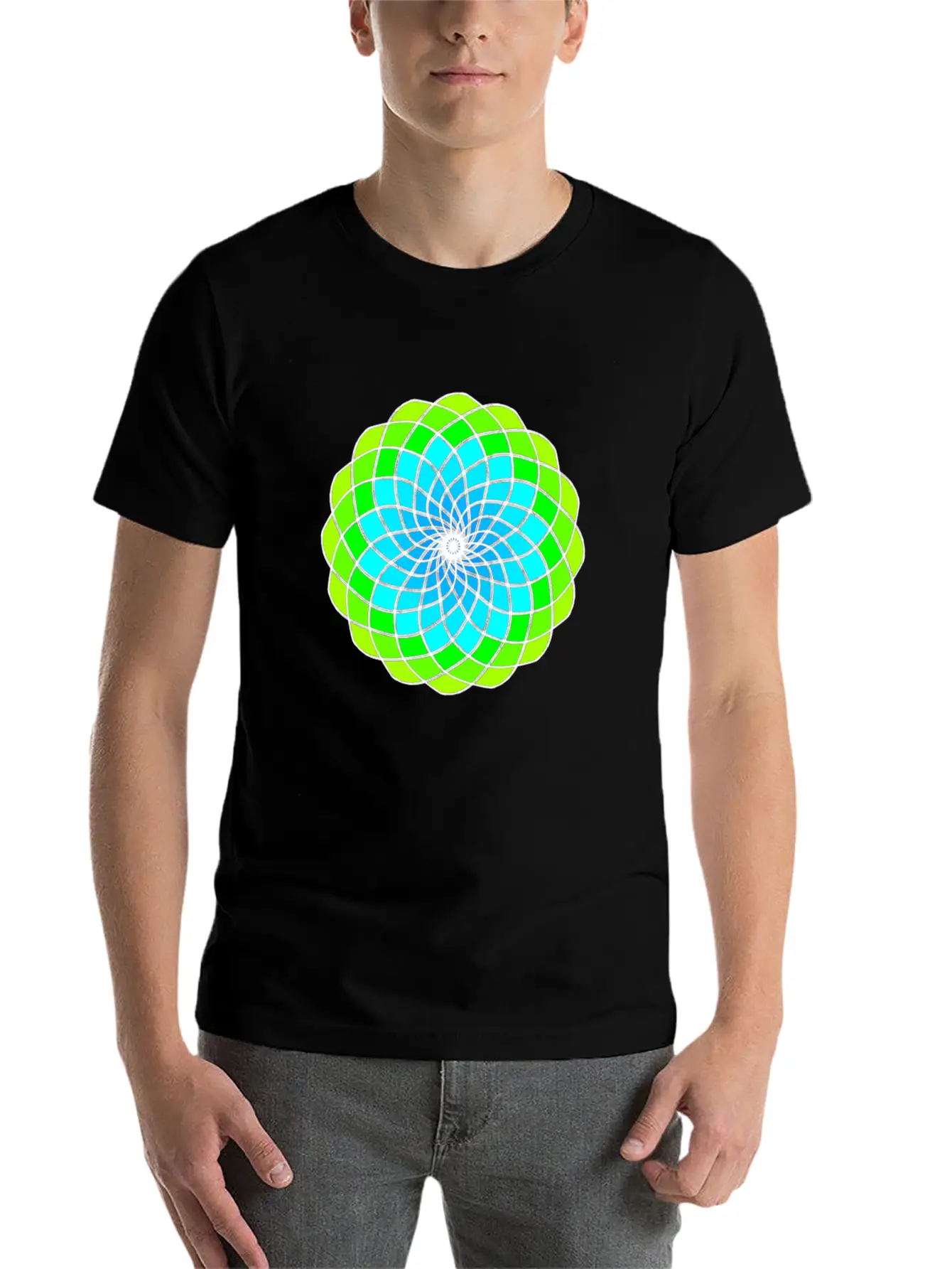 Green And Blue Mandala Unisex Casual T-Shirt – Clean Design For Daily Comfort