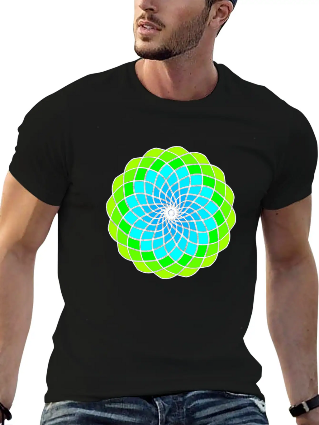 Green And Blue Mandala Unisex Casual T-Shirt – Clean Design For Daily Comfort