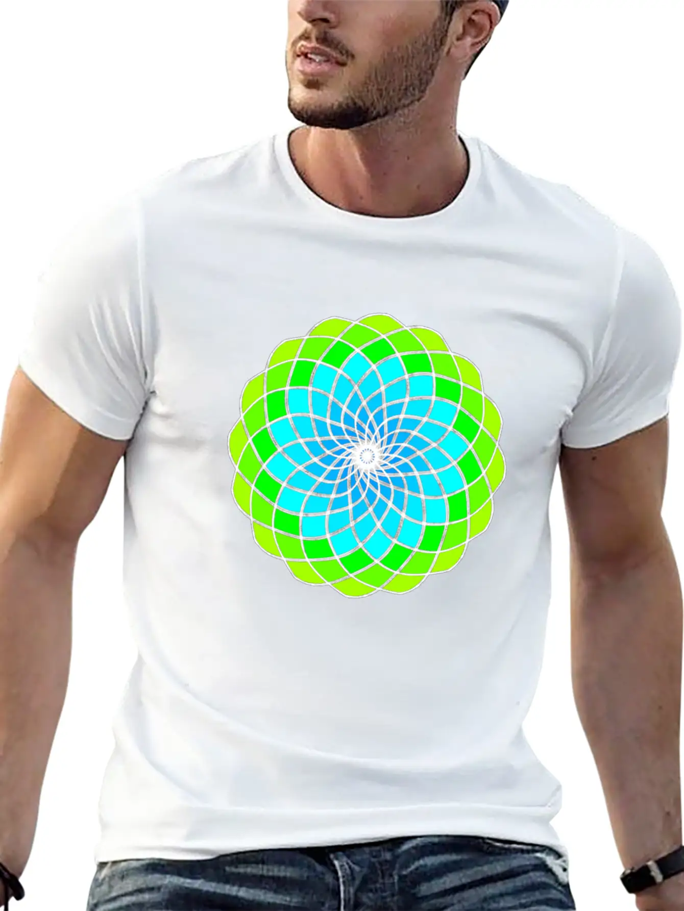 Green And Blue Mandala Unisex Casual T-Shirt – Clean Design For Daily Comfort