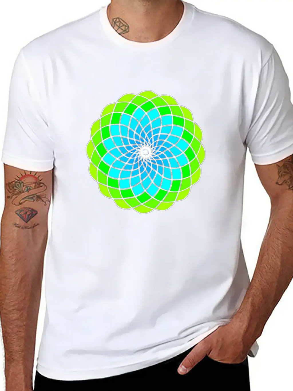 Green And Blue Mandala Unisex Casual T-Shirt – Clean Design For Daily Comfort