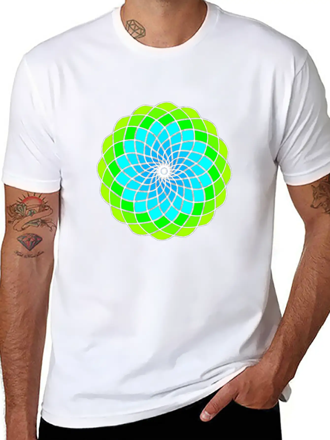 Green And Blue Mandala Unisex Casual T-Shirt – Clean Design For Daily Comfort
