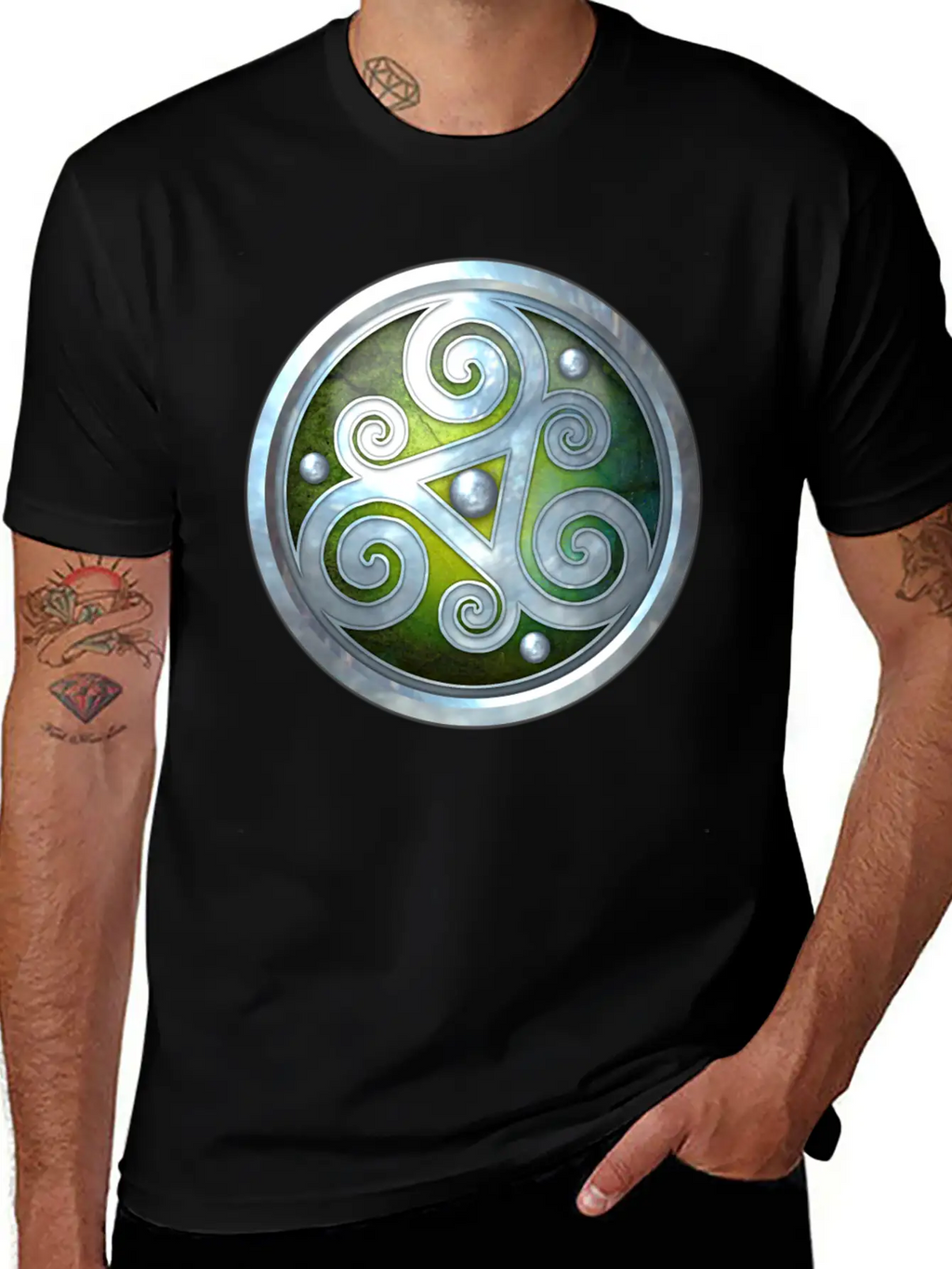 Green Celtic Triskelion Unisex Short Sleeve Soft Cotton T-Shirt – Casual Everyday Wear