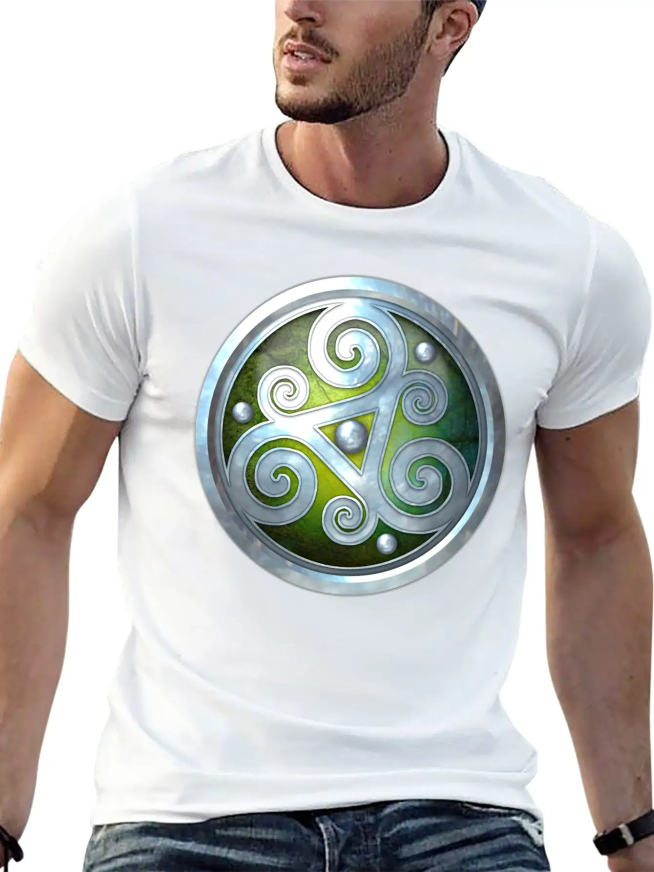Green Celtic Triskelion Unisex Short Sleeve Soft Cotton T-Shirt – Casual Everyday Wear