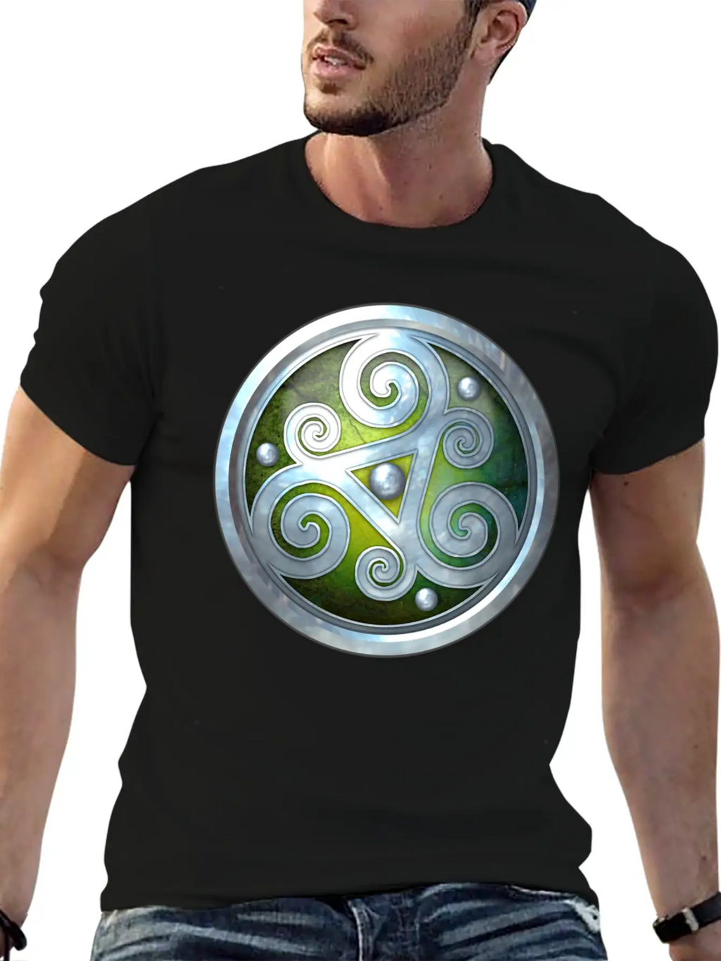 Green Celtic Triskelion Unisex Short Sleeve Soft Cotton T-Shirt – Casual Everyday Wear