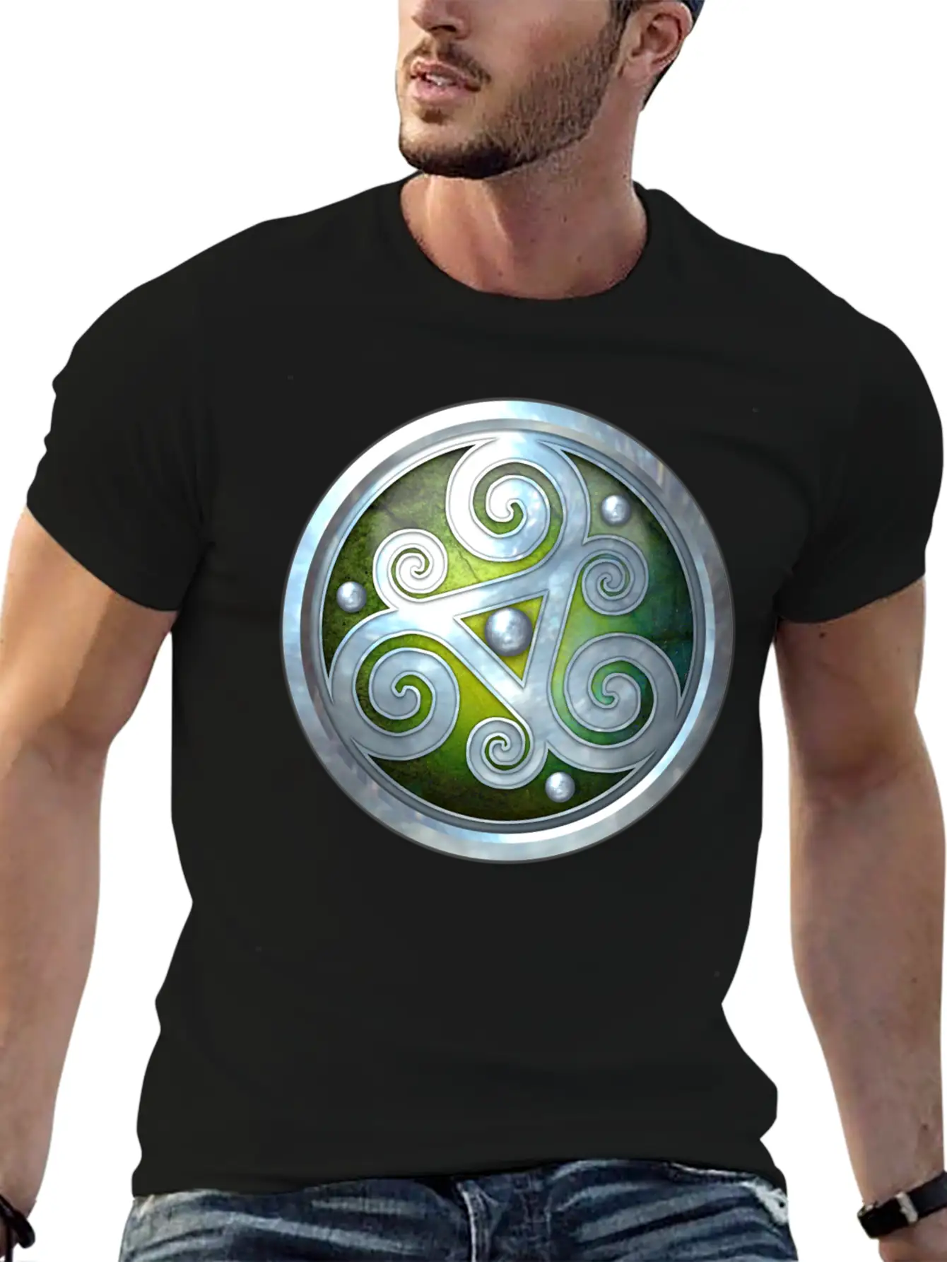 Green Celtic Triskelion Unisex Short Sleeve Soft Cotton T-Shirt – Casual Everyday Wear