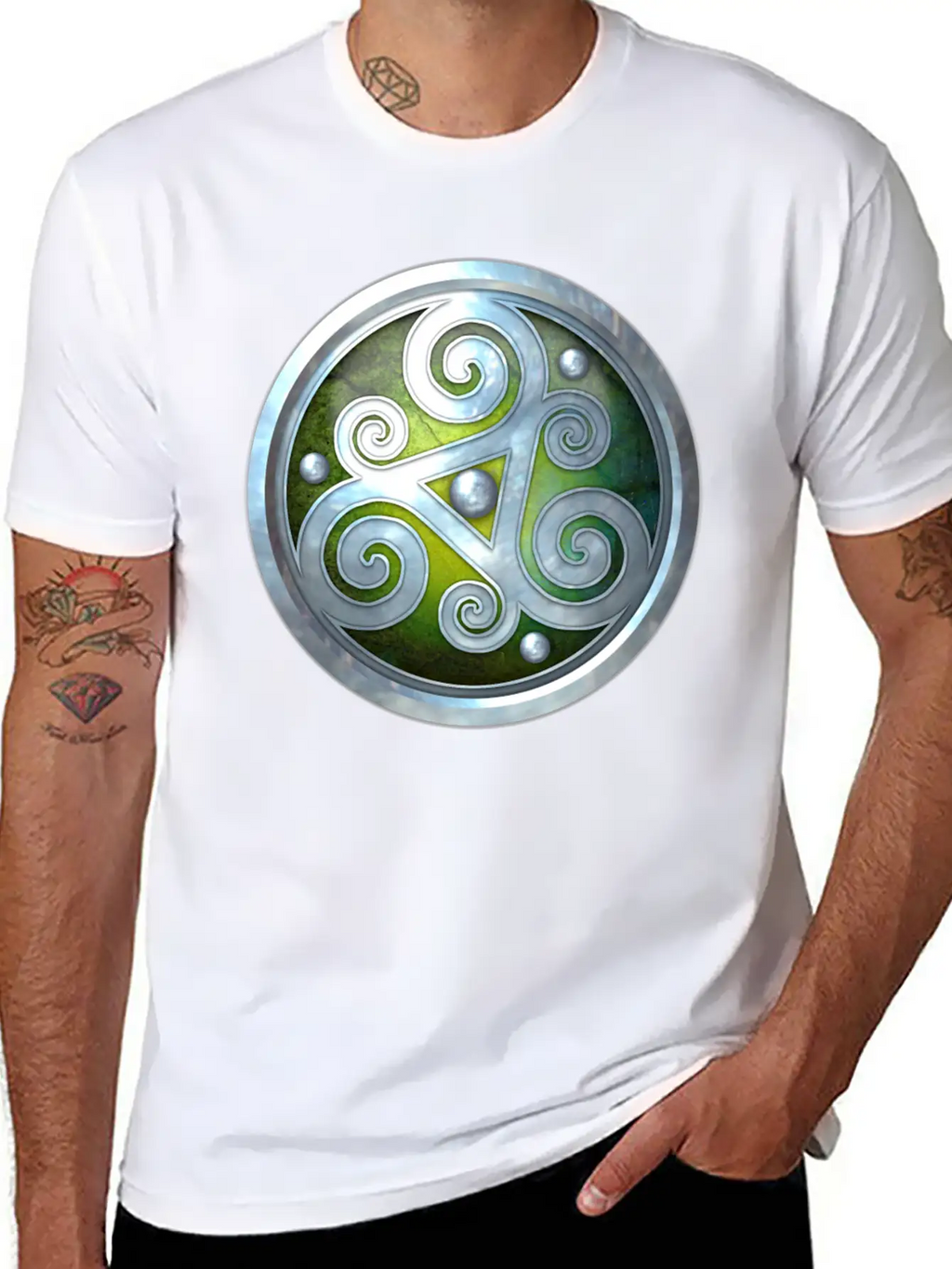 Green Celtic Triskelion Unisex Short Sleeve Soft Cotton T-Shirt – Casual Everyday Wear