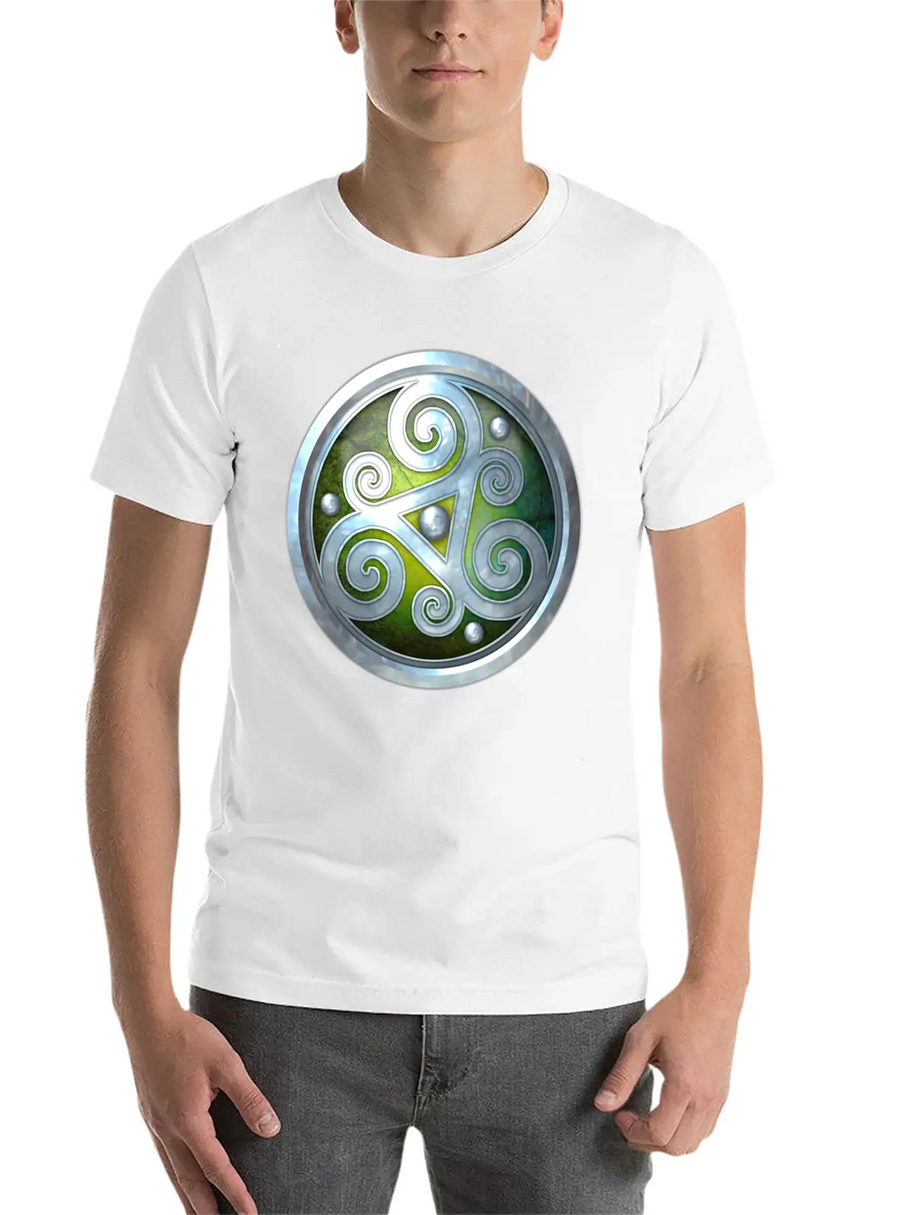 Green Celtic Triskelion Unisex Short Sleeve Soft Cotton T-Shirt – Casual Everyday Wear