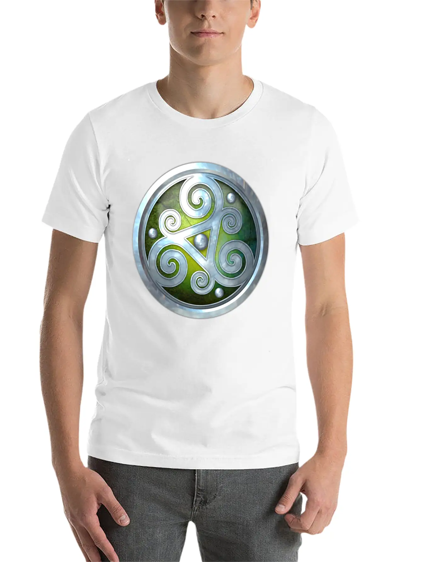 Green Celtic Triskelion Unisex Short Sleeve Soft Cotton T-Shirt – Casual Everyday Wear
