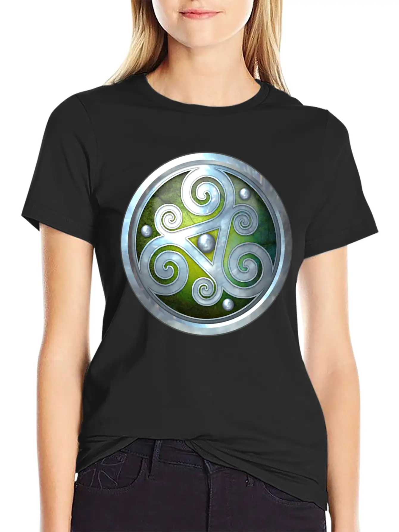 Green Celtic Triskelion Unisex Short Sleeve Soft Cotton T-Shirt – Casual Everyday Wear