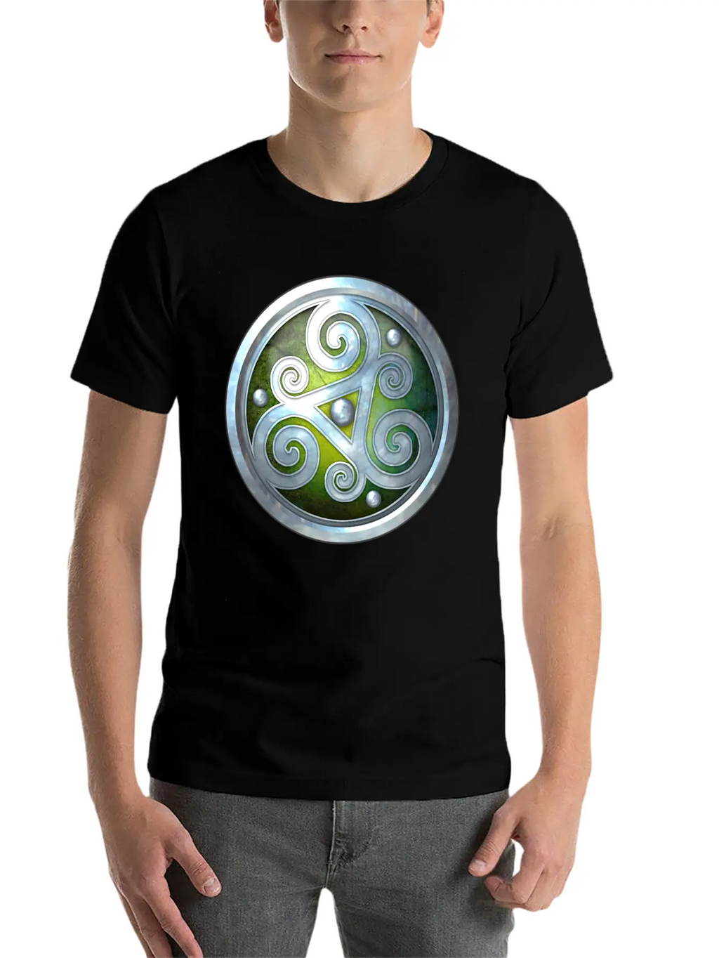 Green Celtic Triskelion Unisex Short Sleeve Soft Cotton T-Shirt – Casual Everyday Wear