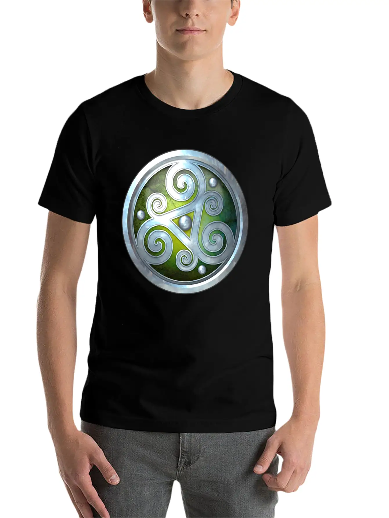 Green Celtic Triskelion Unisex Short Sleeve Soft Cotton T-Shirt – Casual Everyday Wear