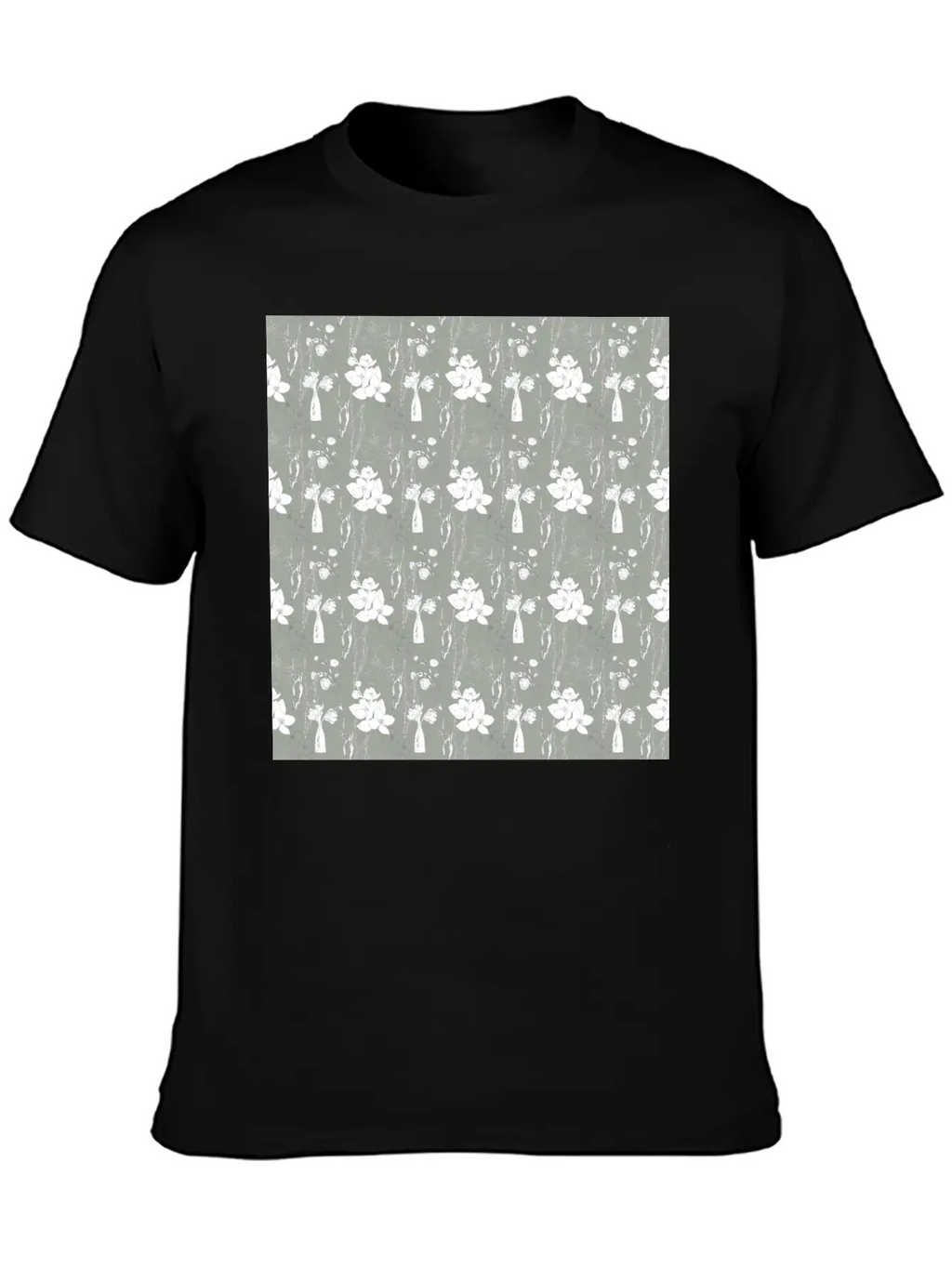 Green Floral Line Art Spring Pattern Breathable Soft Cotton T-Shirt – Timeless Casual Look