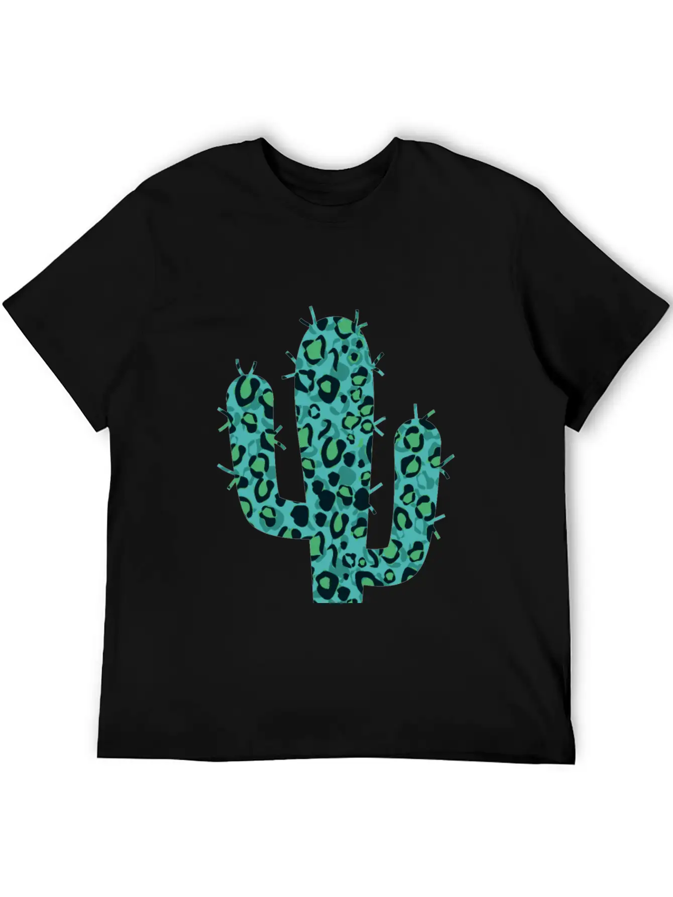 Green Leopard Cactus Unisex Short Sleeve Soft Cotton T-Shirt – Casual Everyday Wear