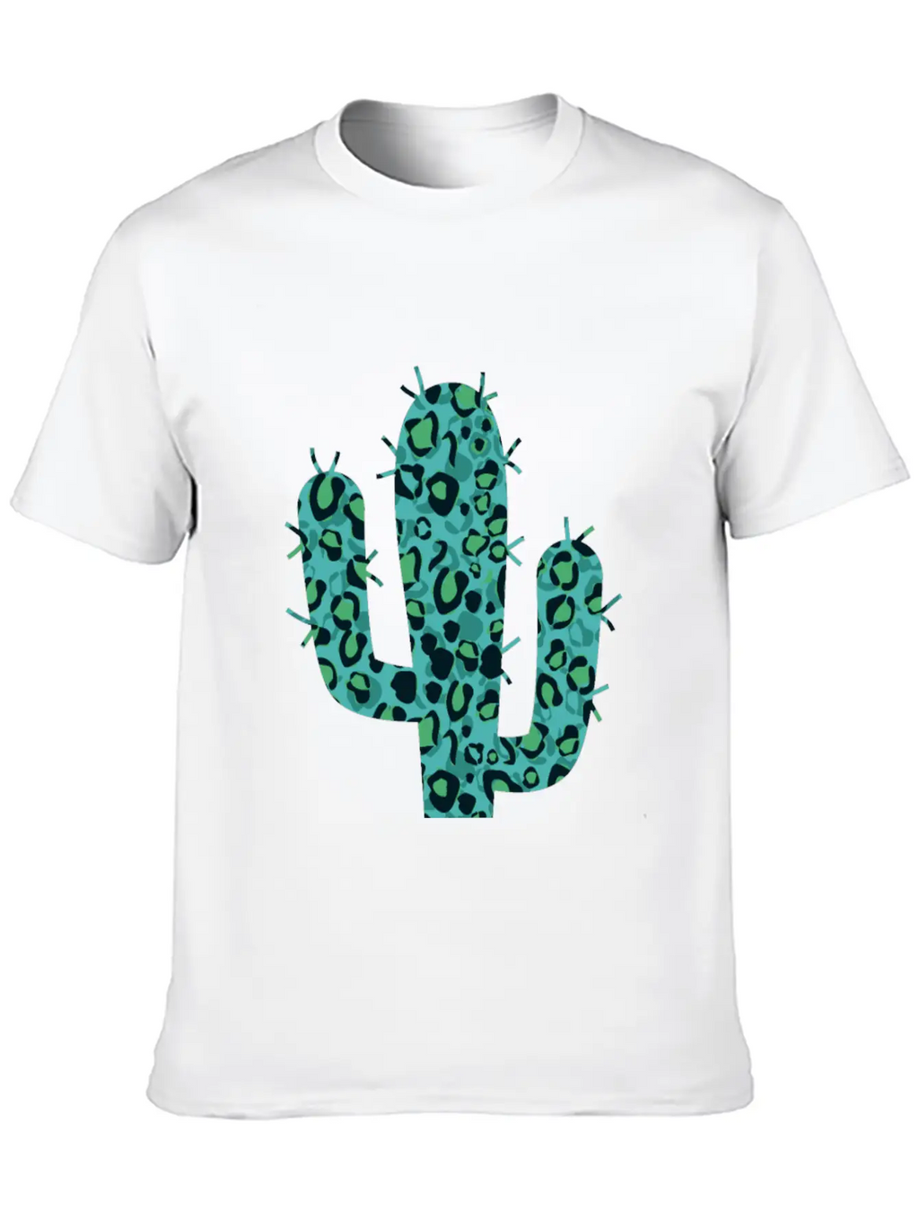 Green Leopard Cactus Unisex Short Sleeve Soft Cotton T-Shirt – Casual Everyday Wear