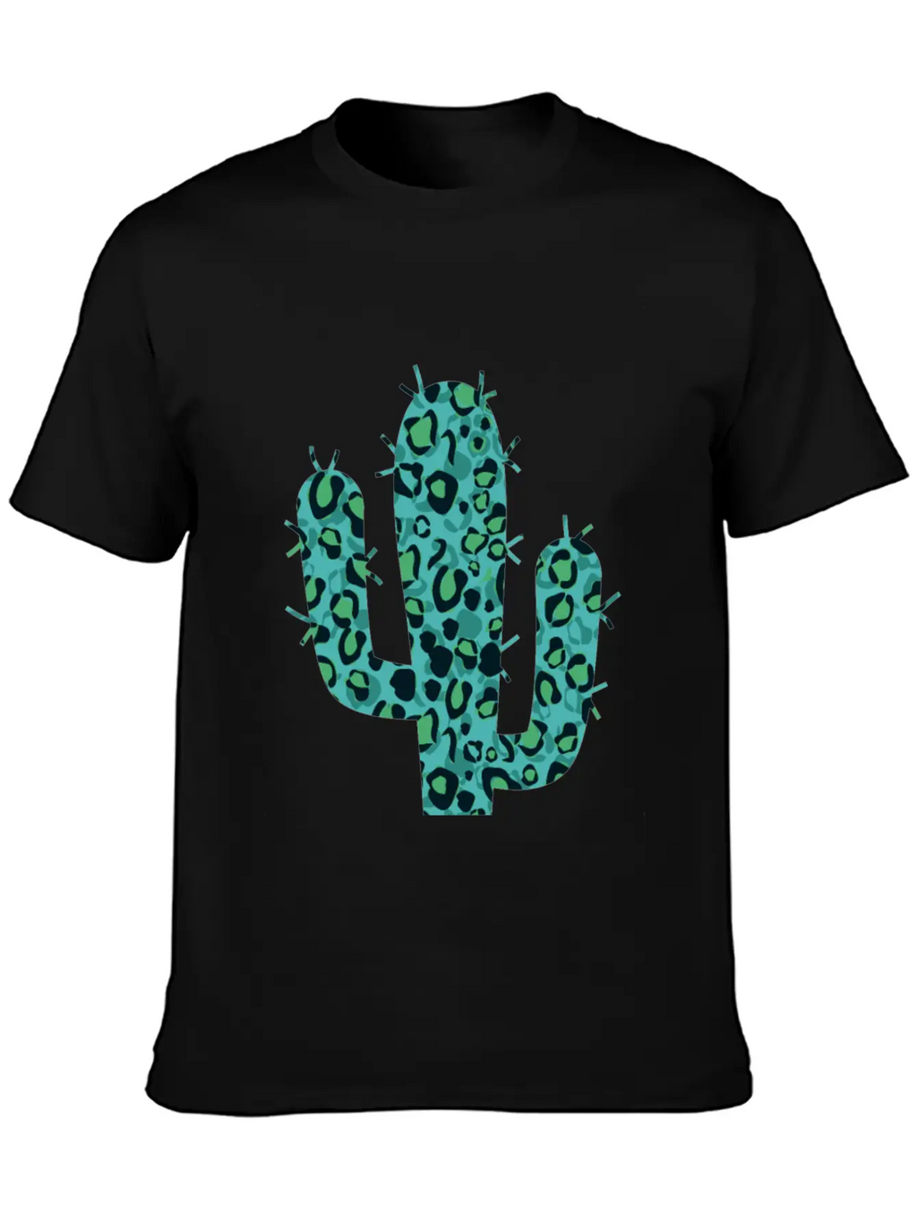 Green Leopard Cactus Unisex Short Sleeve Soft Cotton T-Shirt – Casual Everyday Wear