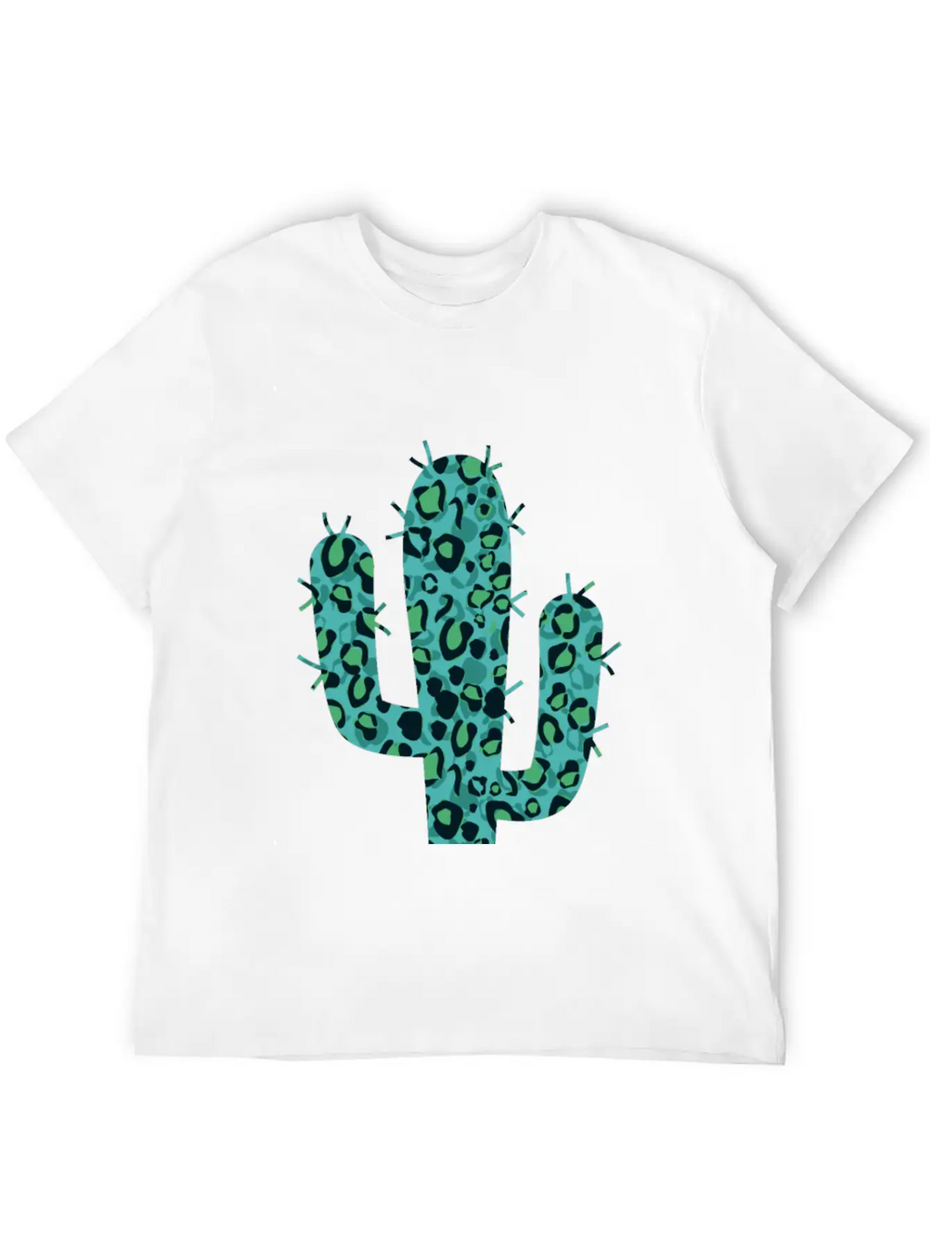 Green Leopard Cactus Unisex Short Sleeve Soft Cotton T-Shirt – Casual Everyday Wear