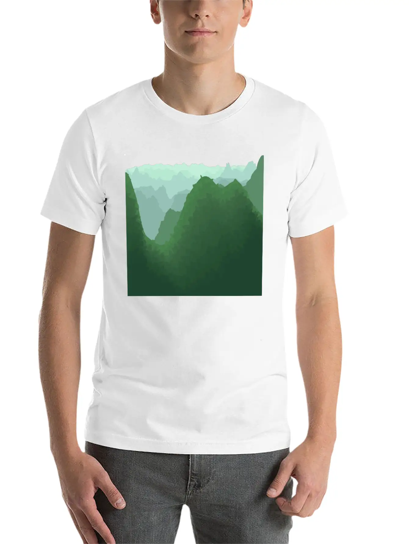 Green Mountains In Asia Unisex Casual T-Shirt – Clean Design For Daily Comfort