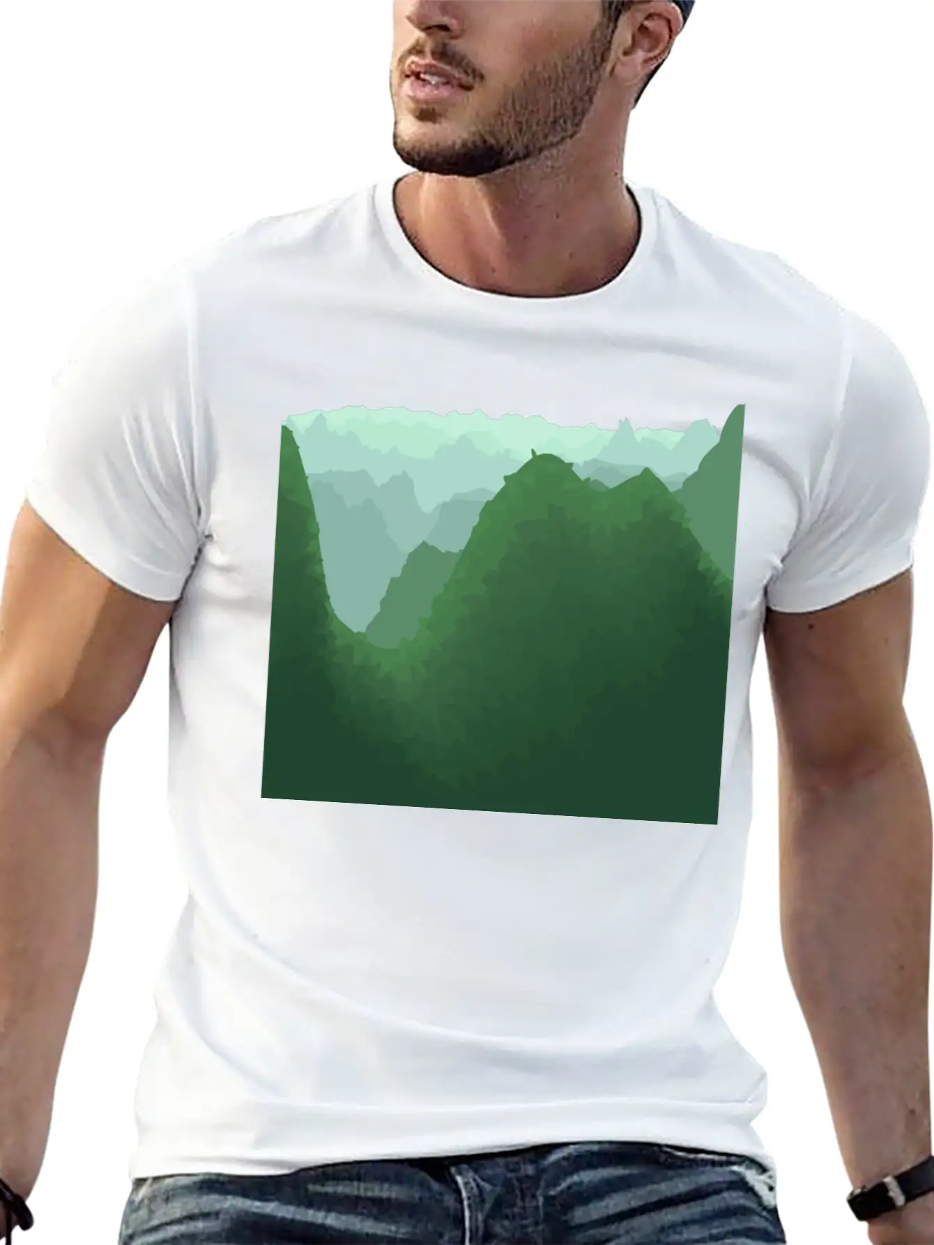 Green Mountains In Asia Unisex Casual T-Shirt – Clean Design For Daily Comfort