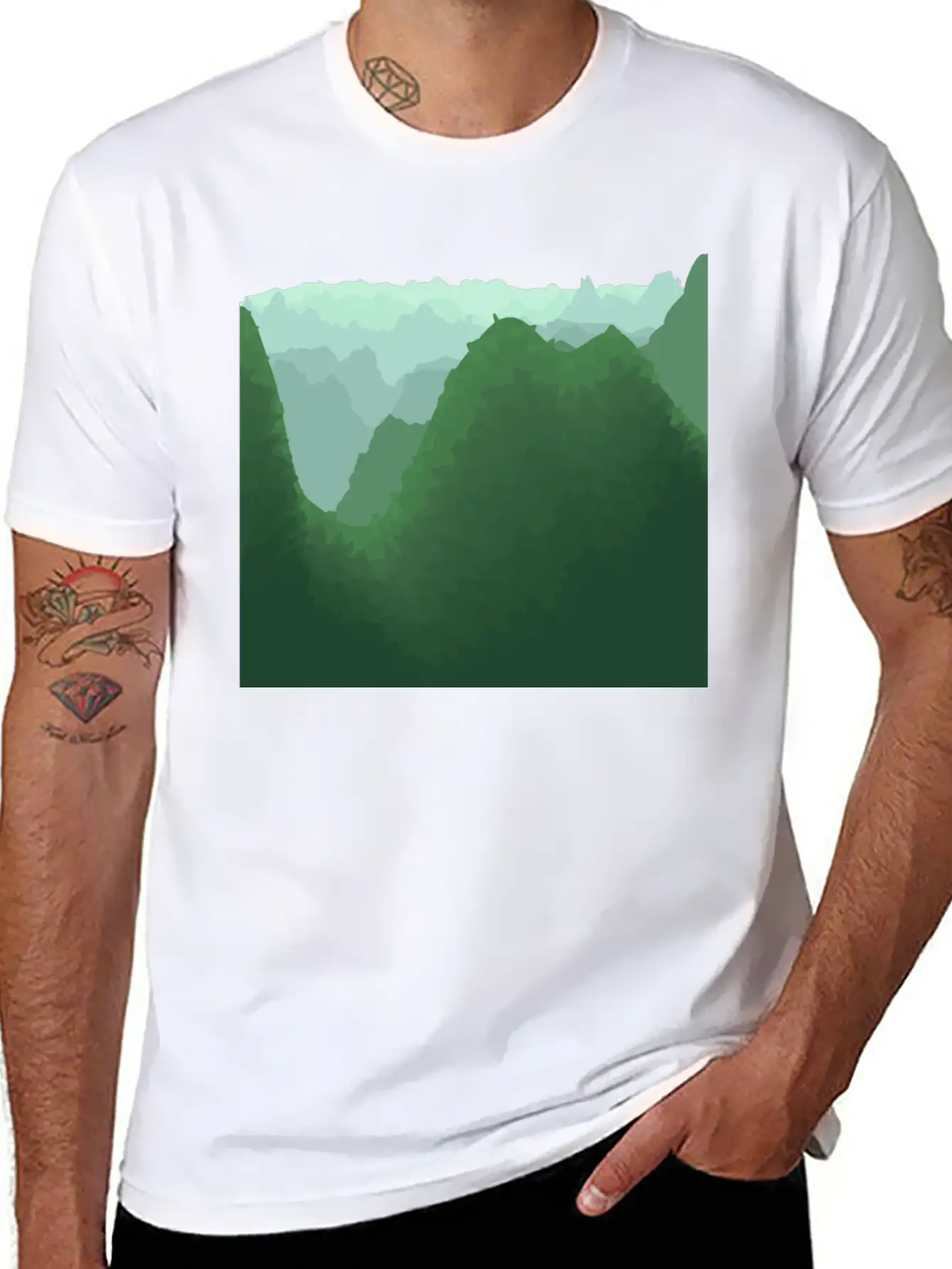 Green Mountains In Asia Unisex Casual T-Shirt – Clean Design For Daily Comfort