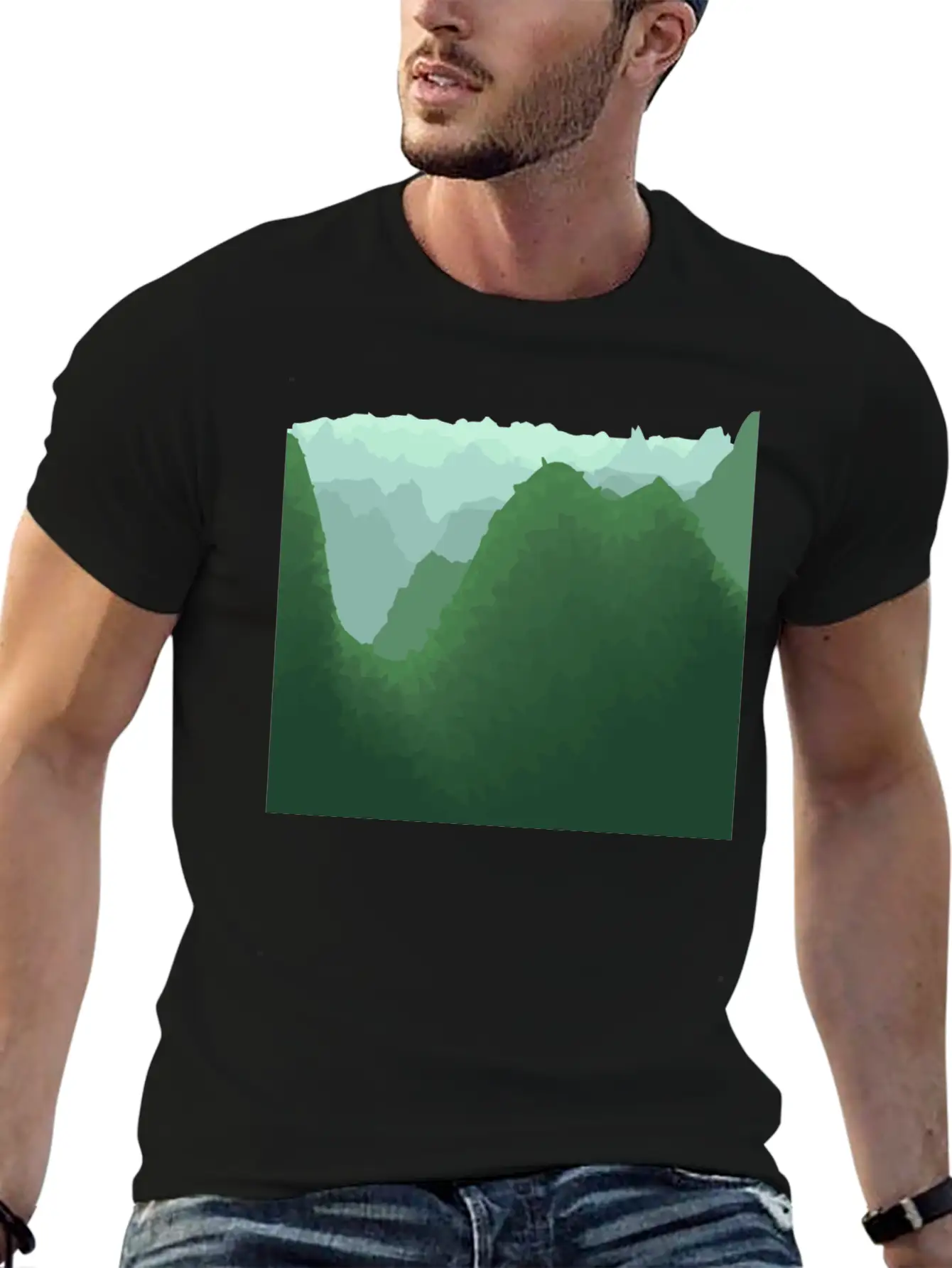 Green Mountains In Asia Unisex Casual T-Shirt – Clean Design For Daily Comfort