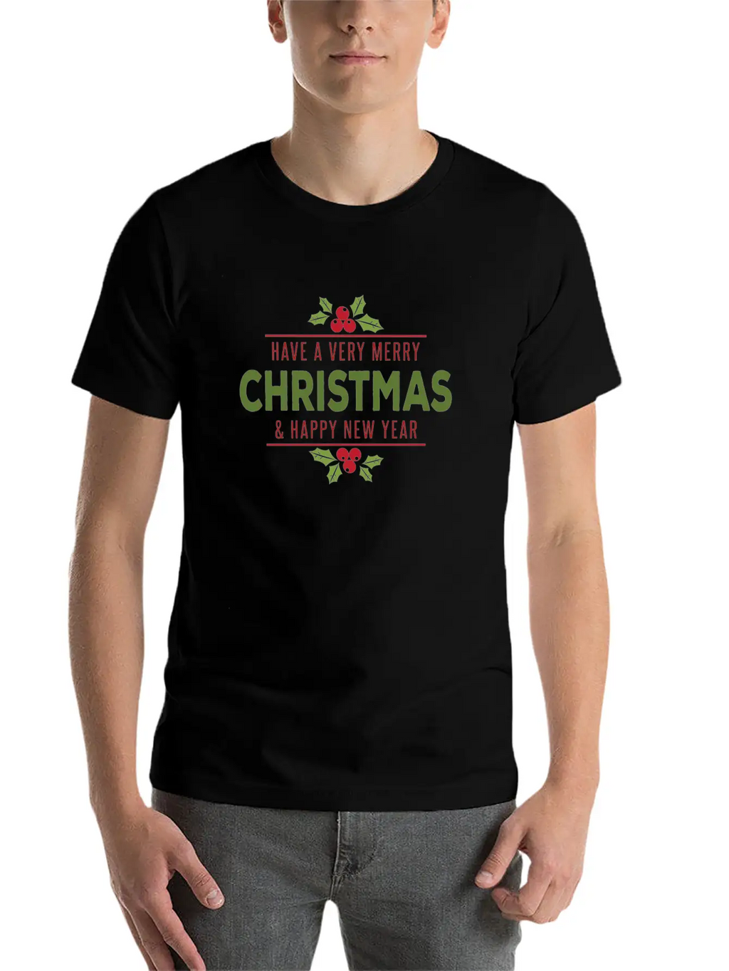 Green-red Noel Unisex Casual T-Shirt – Clean Design For Daily Comfort