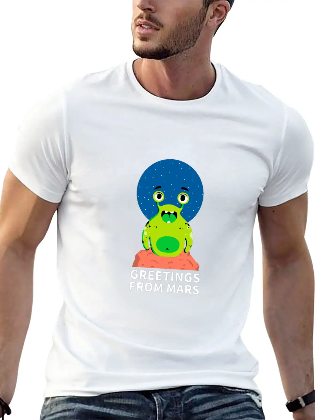 Greetings From Mars Stylish Everyday T-Shirt – Unisex Basic Cotton Tee