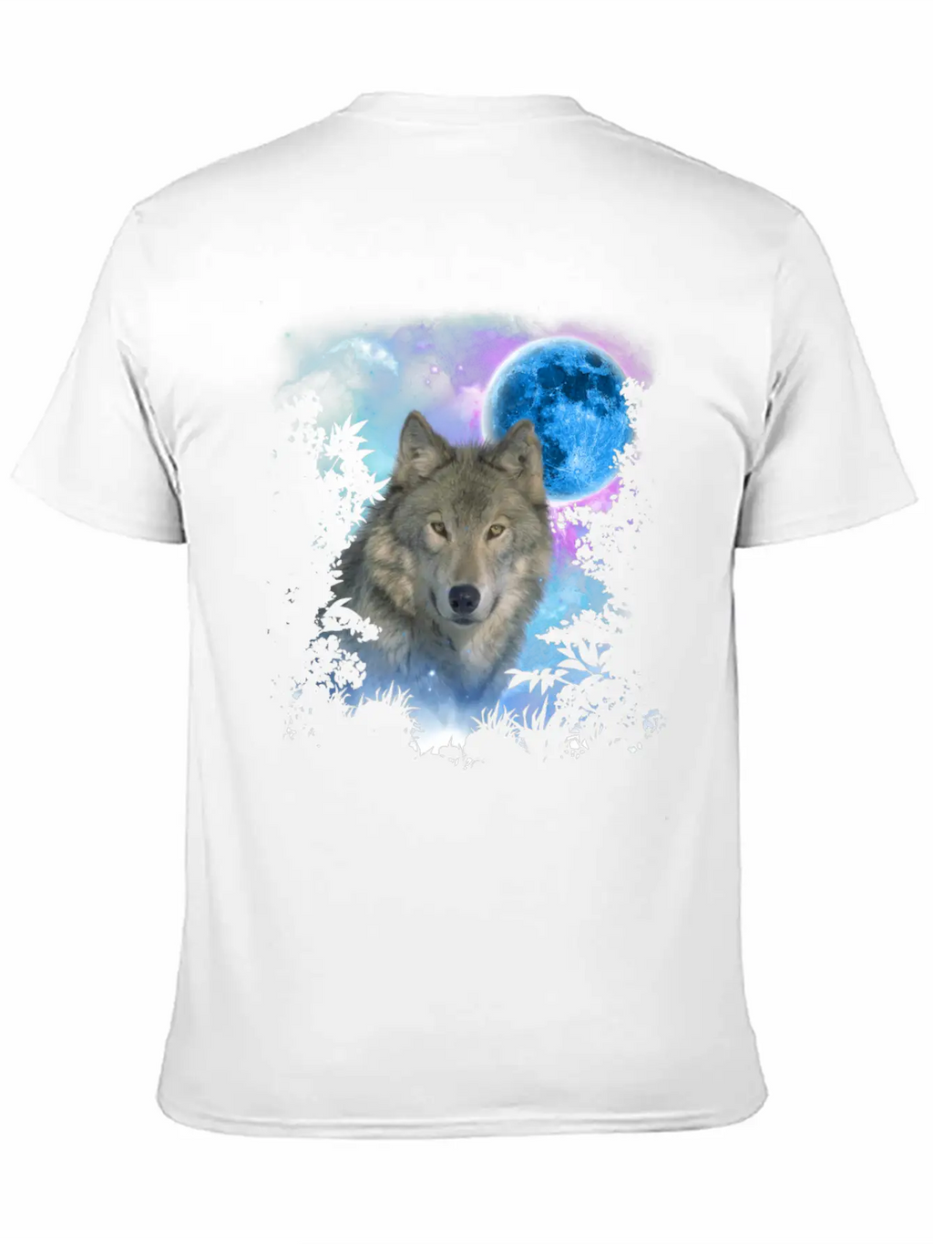 Grey Wolf MidNight Forest Unisex Short Sleeve Soft Cotton T-Shirt – Casual Everyday Wear