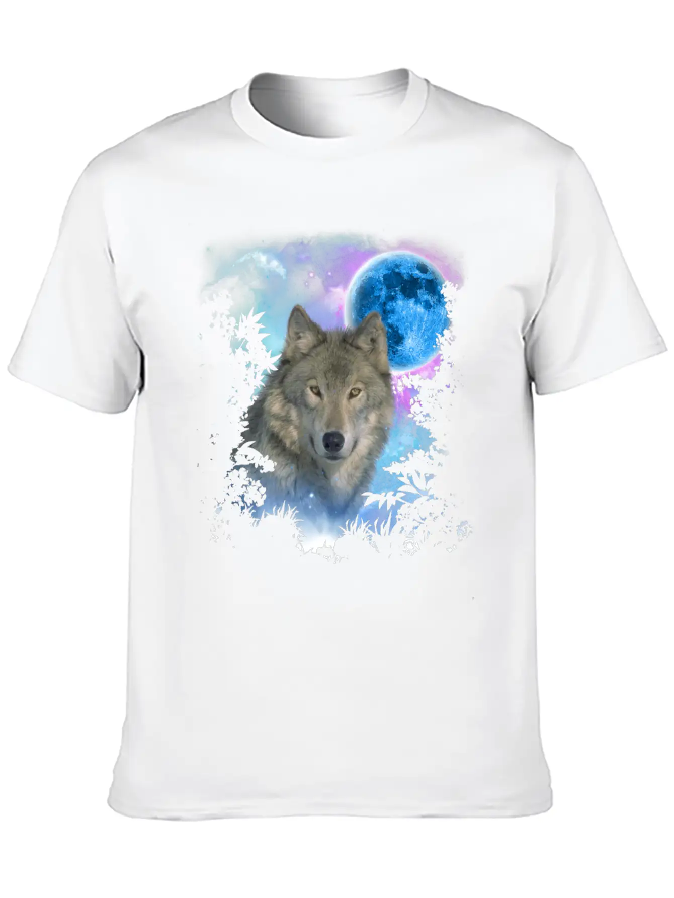 Grey Wolf MidNight Forest Unisex Short Sleeve Soft Cotton T-Shirt – Casual Everyday Wear