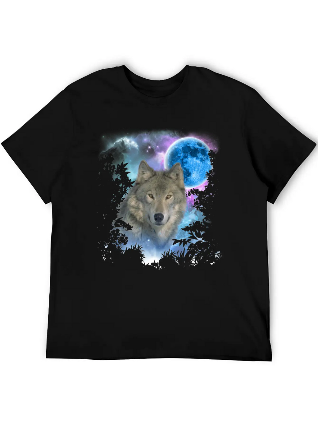 Grey Wolf MidNight Forest Unisex Short Sleeve Soft Cotton T-Shirt – Casual Everyday Wear