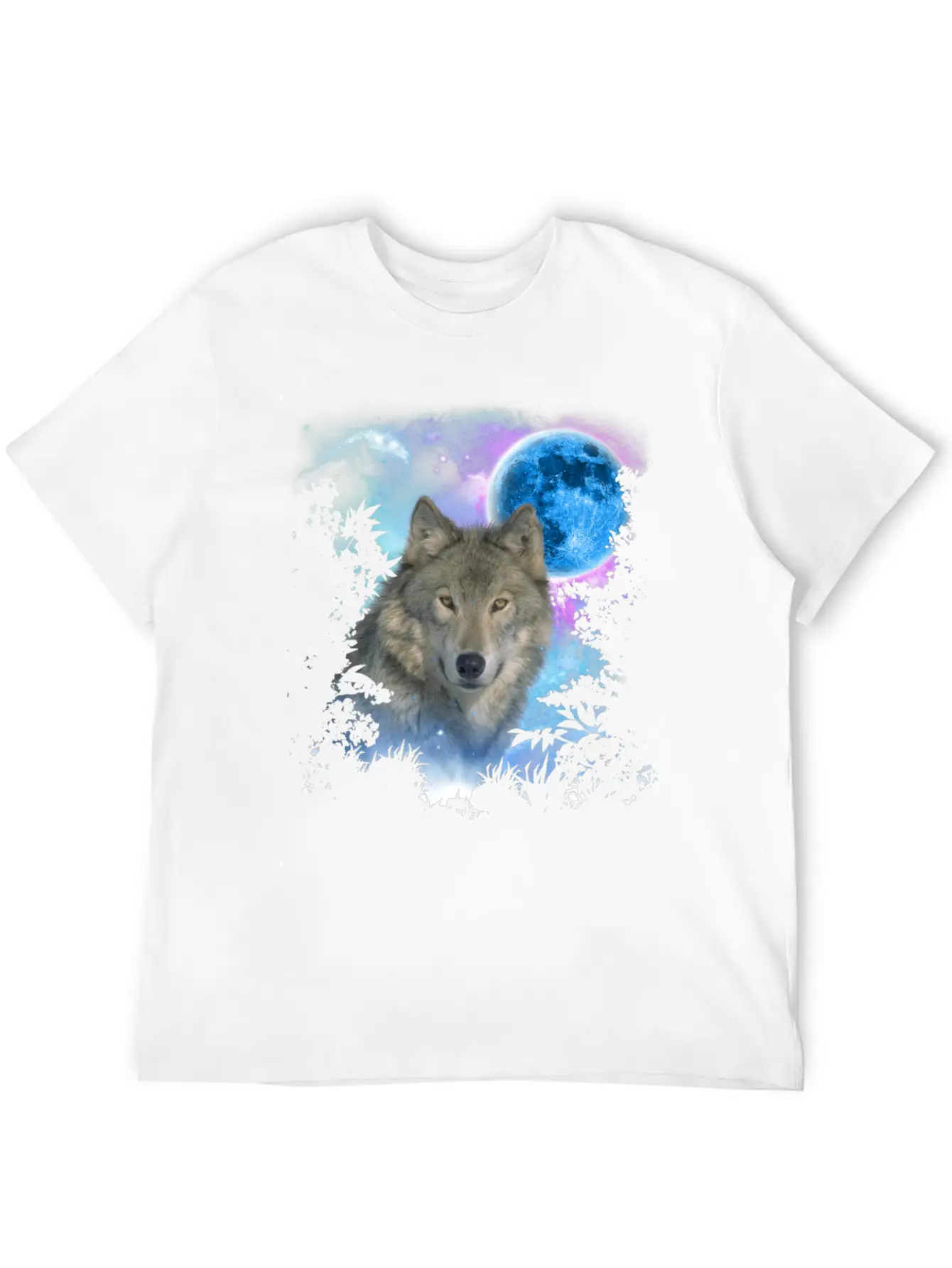 Grey Wolf MidNight Forest Unisex Short Sleeve Soft Cotton T-Shirt – Casual Everyday Wear