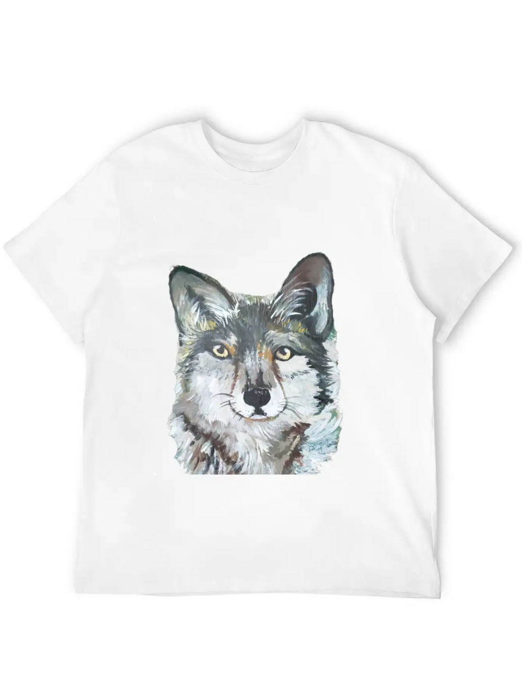 Grey Wolf Portrait Painting Unisex Casual T-Shirt – Clean Design For Daily Comfort