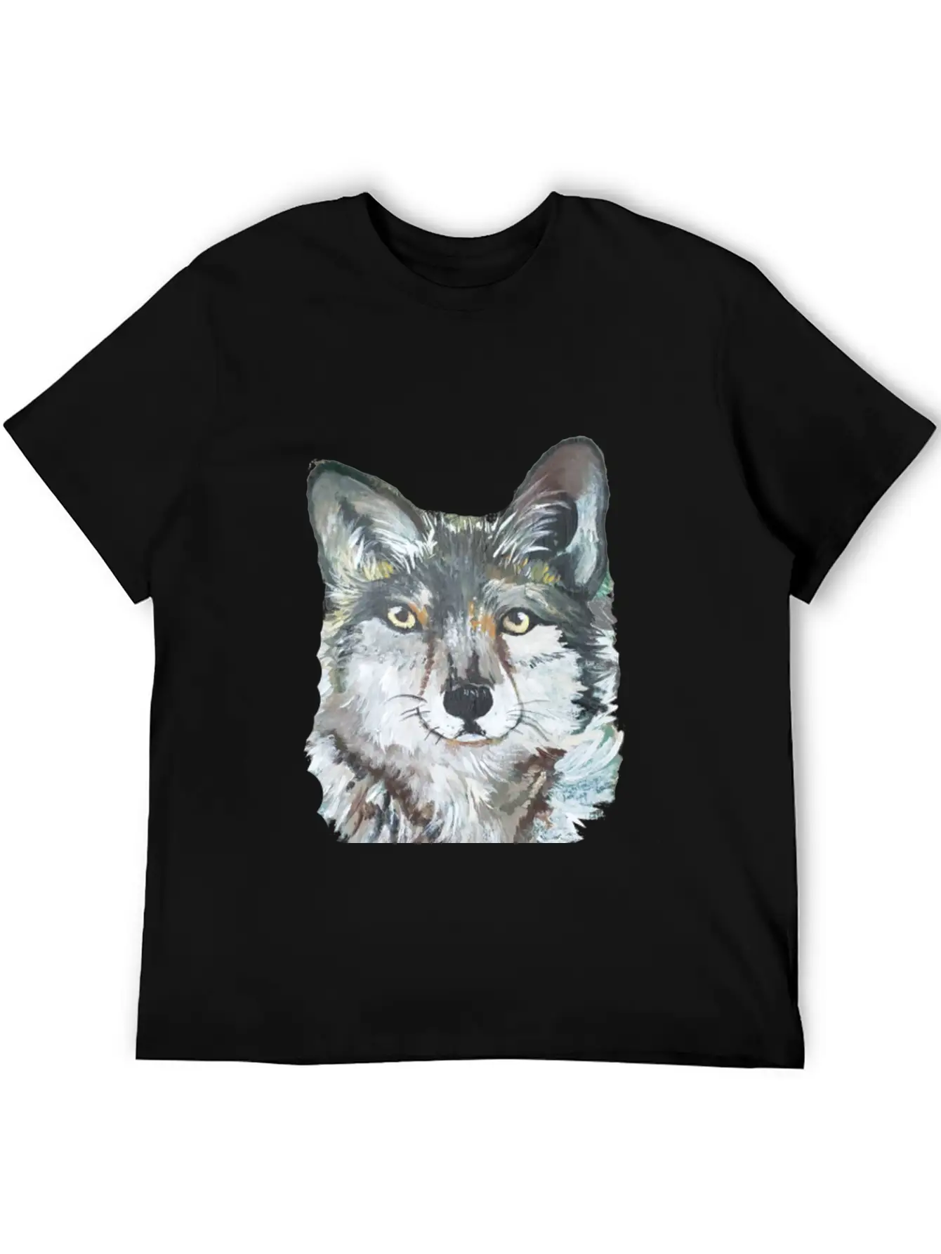 Grey Wolf Portrait Painting Unisex Casual T-Shirt – Clean Design For Daily Comfort