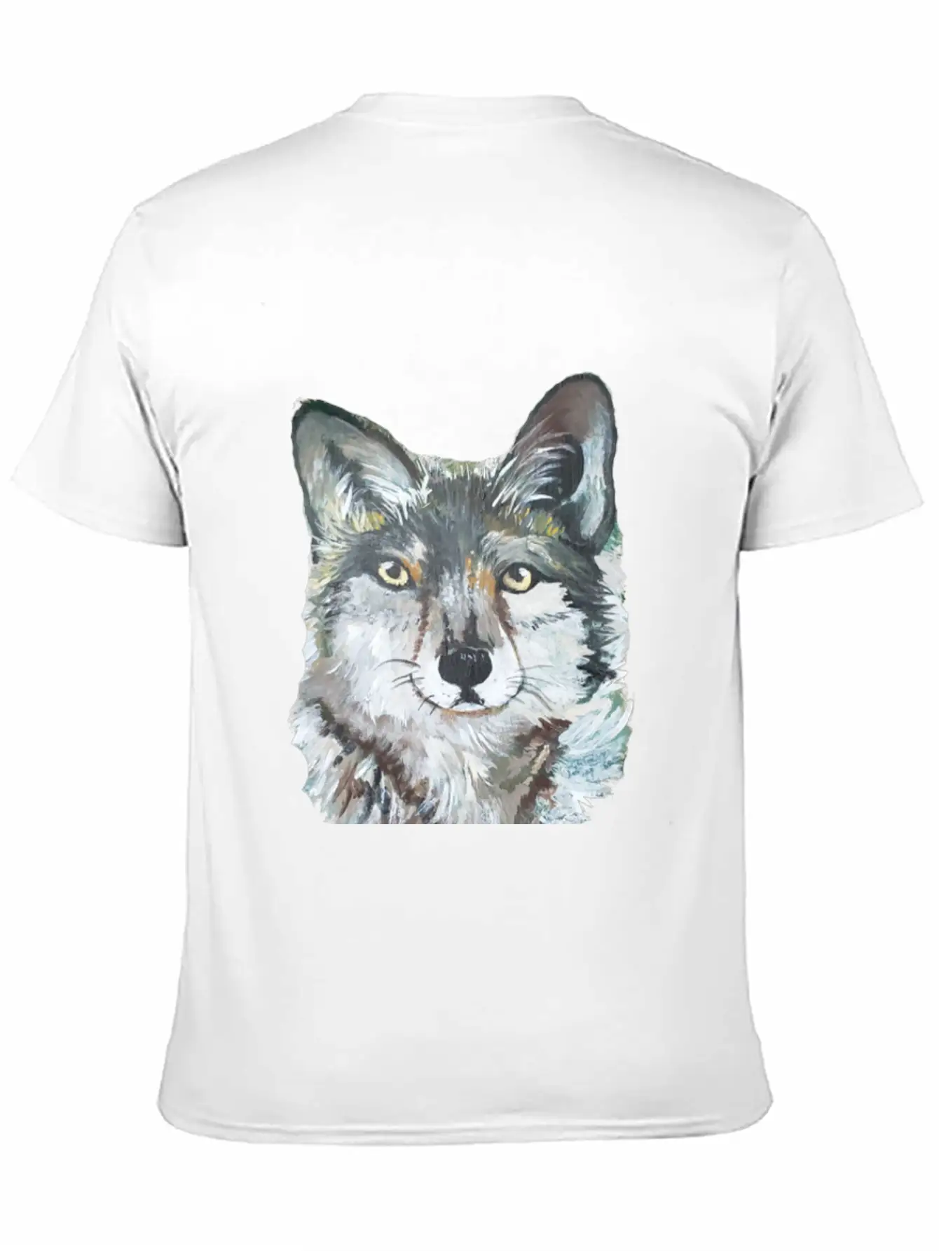 Grey Wolf Portrait Painting Unisex Casual T-Shirt – Clean Design For Daily Comfort
