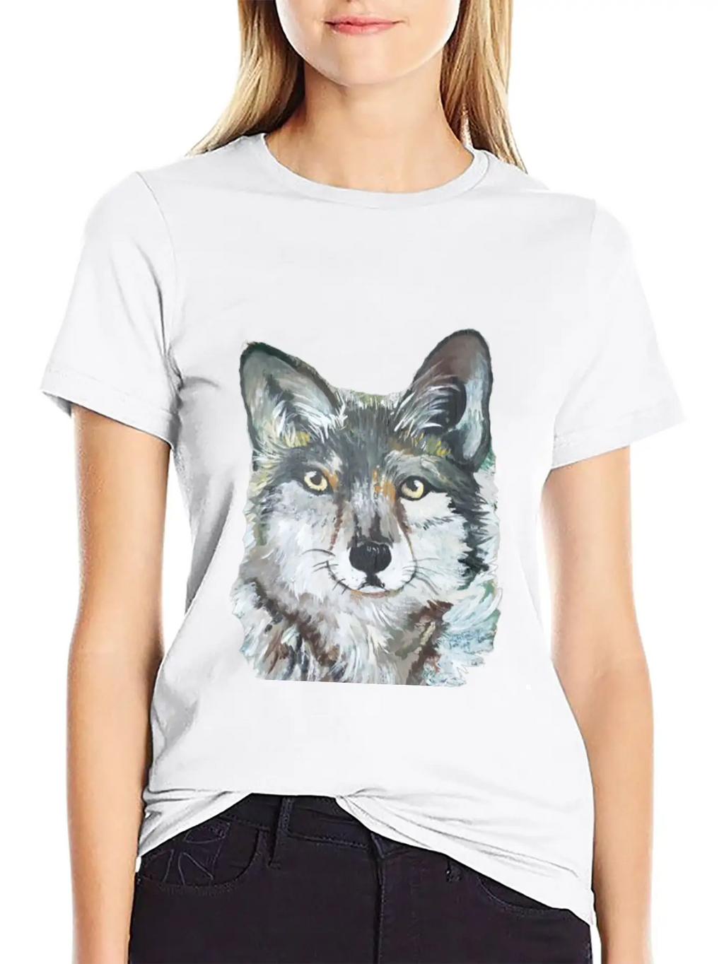Grey Wolf Portrait Painting Unisex Casual T-Shirt – Clean Design For Daily Comfort