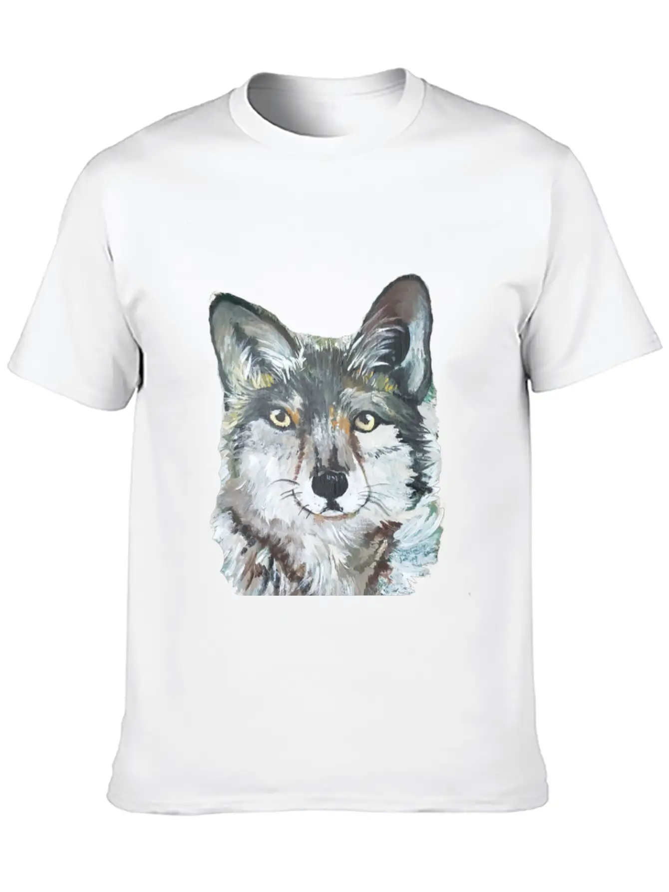 Grey Wolf Portrait Painting Unisex Casual T-Shirt – Clean Design For Daily Comfort