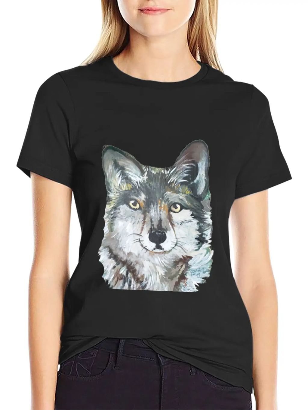 Grey Wolf Portrait Painting Unisex Casual T-Shirt – Clean Design For Daily Comfort