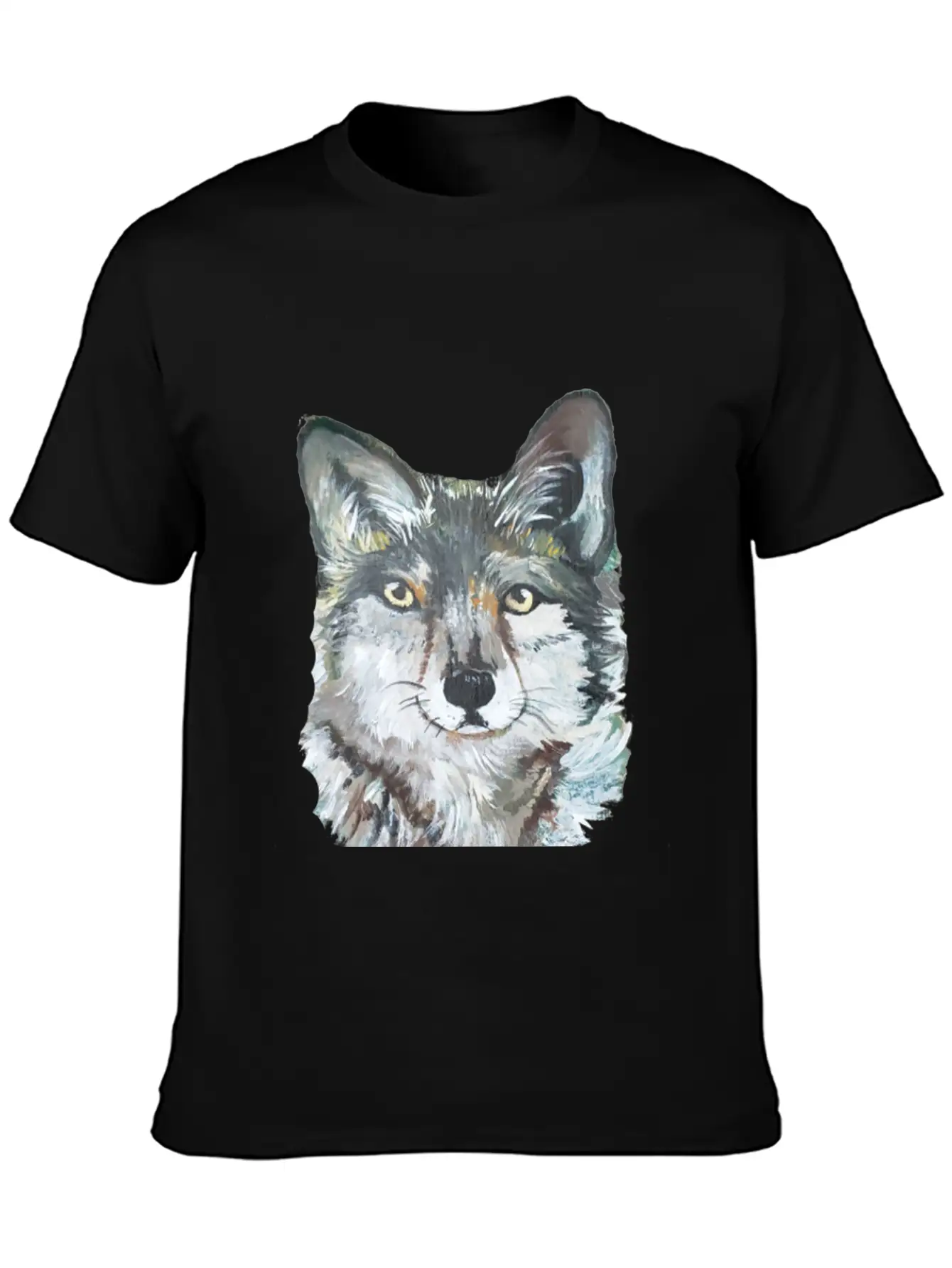 Grey Wolf Portrait Painting Unisex Casual T-Shirt – Clean Design For Daily Comfort